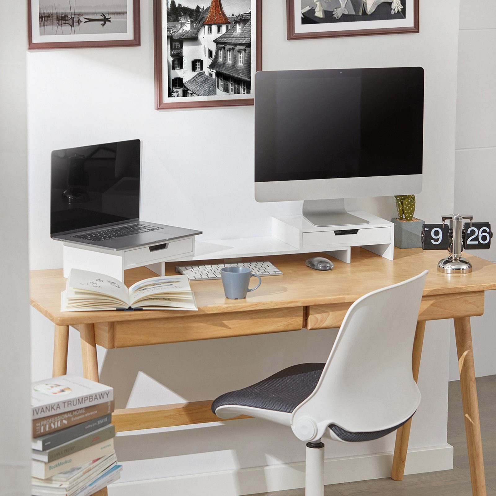 SoBuy Monitor-Halterung BBF04, (Design Monitorerhöhung für 2 Monitore Monitorständer Bildschirmständer) – Bild 5 von 5