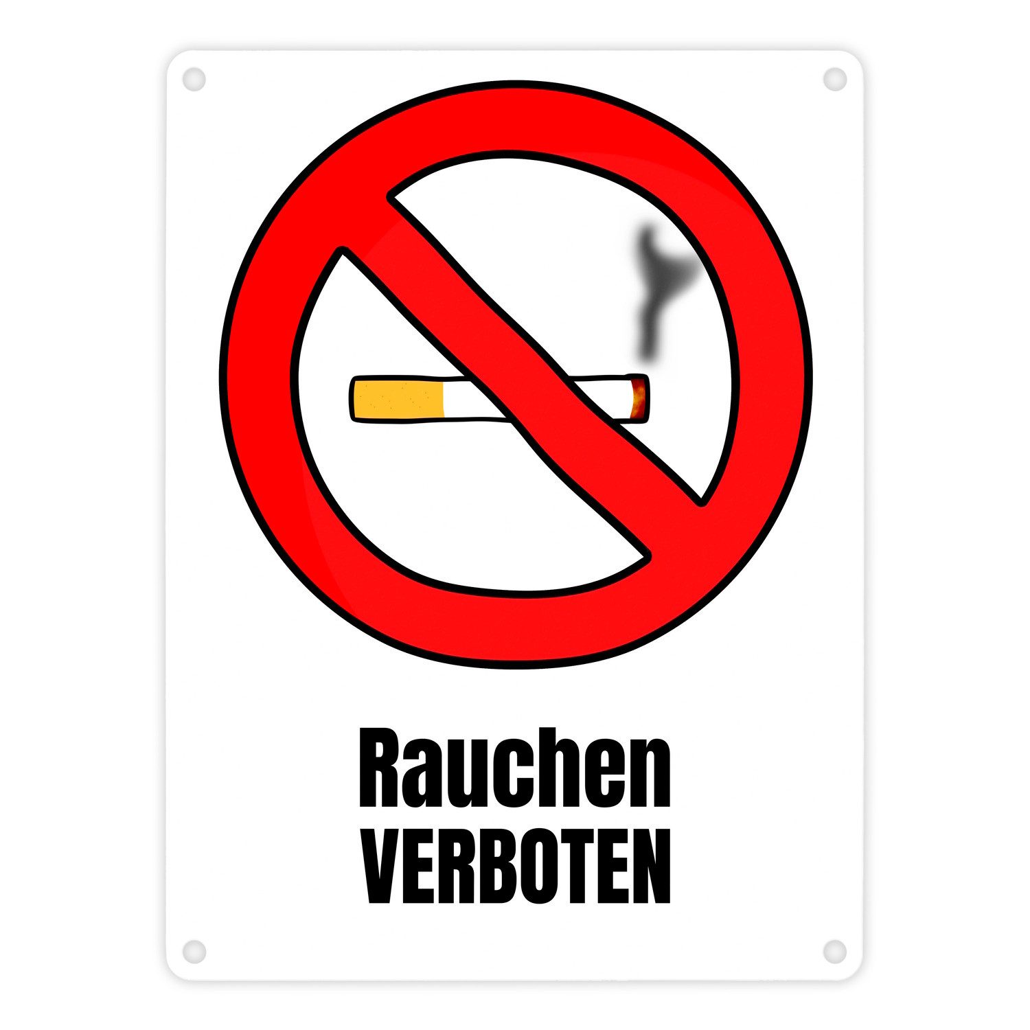 Metallschild Rauchen verboten Verbotsschild im Comic-Stil in weiß