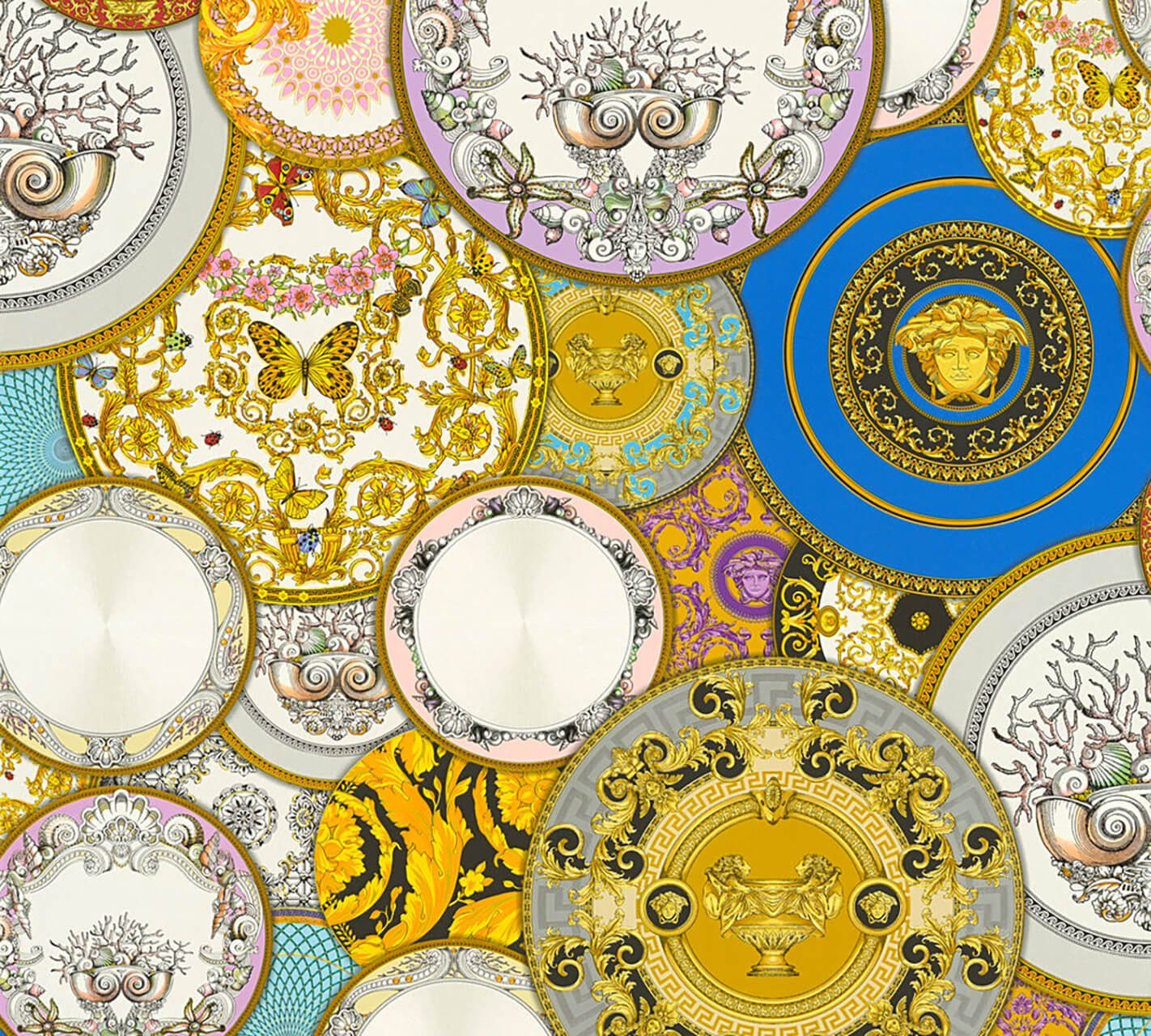 KUNSTLOFT Vliestapete Versace Barocco 1 0.7x10.05 m, Leicht glänzend, lichtbeständige Design Tapete