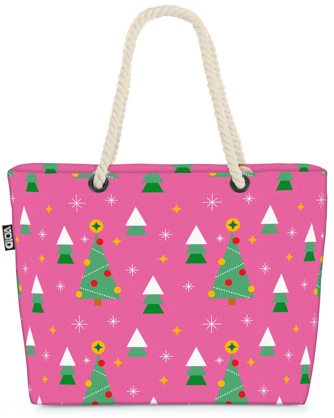 VOID Strandtasche (1-tlg), Weihnachtsstern Bäume rosa Weihn Beach Christbaum Tannenbaum Weihnachtsbaum Bag