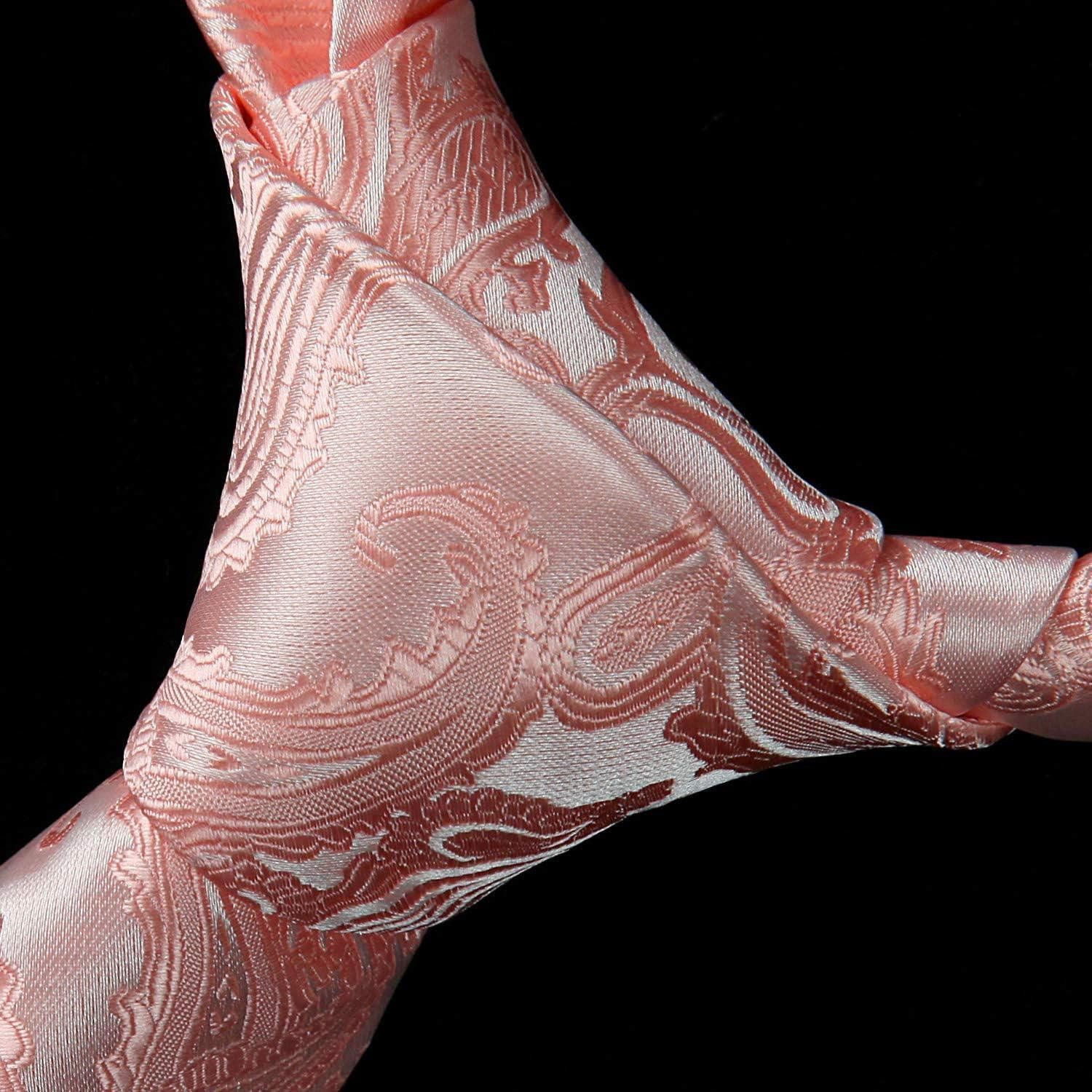 LuxusKollektion Krawatte Krawattenset Herren Hochzeit Einstecktuch Einheitsgröße B-rosa-1