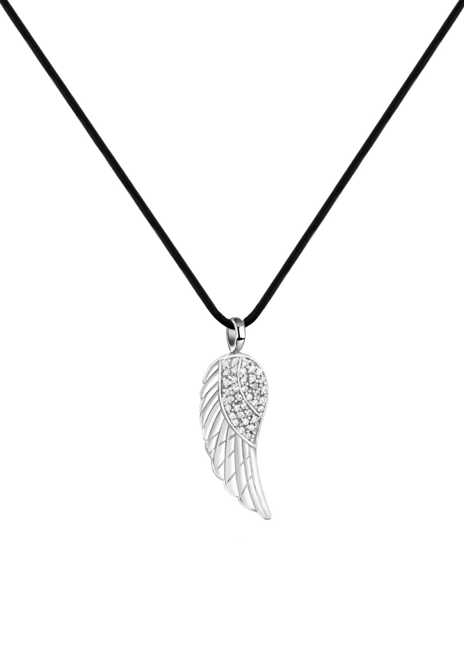 Nenalina Collierkettchen Flügel-Anhänger Kautschuk 925 Silber