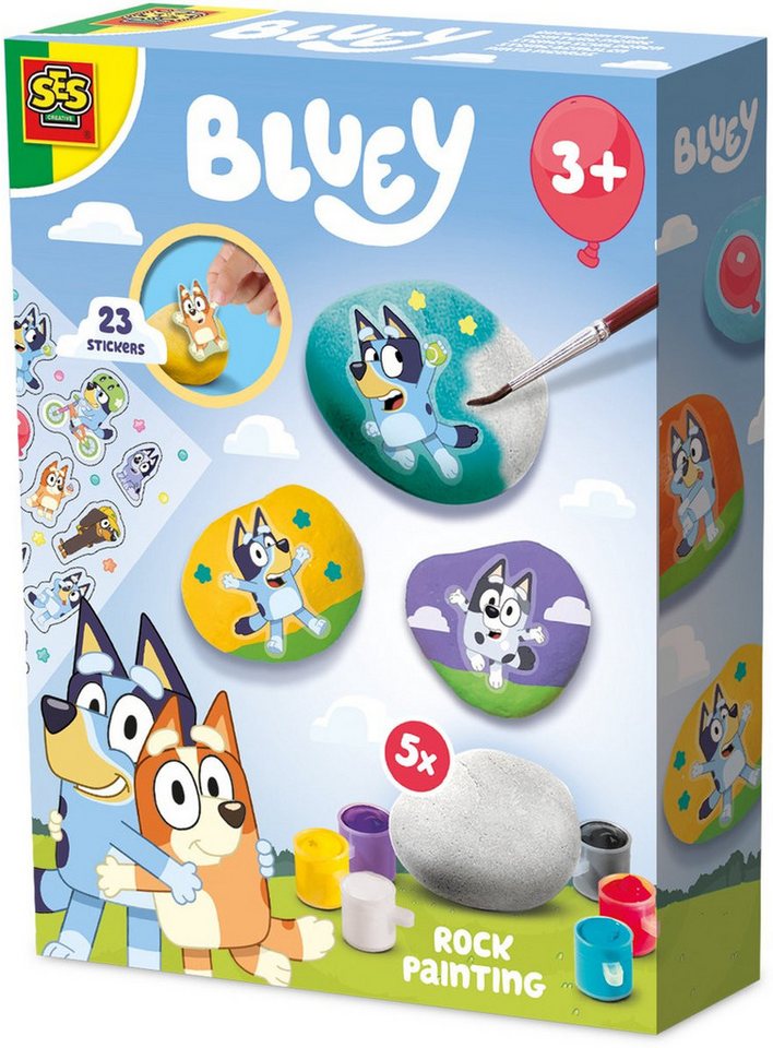 SES Creative Spiel Bluey Steine bemalen - Kreativ-Set für Kinder