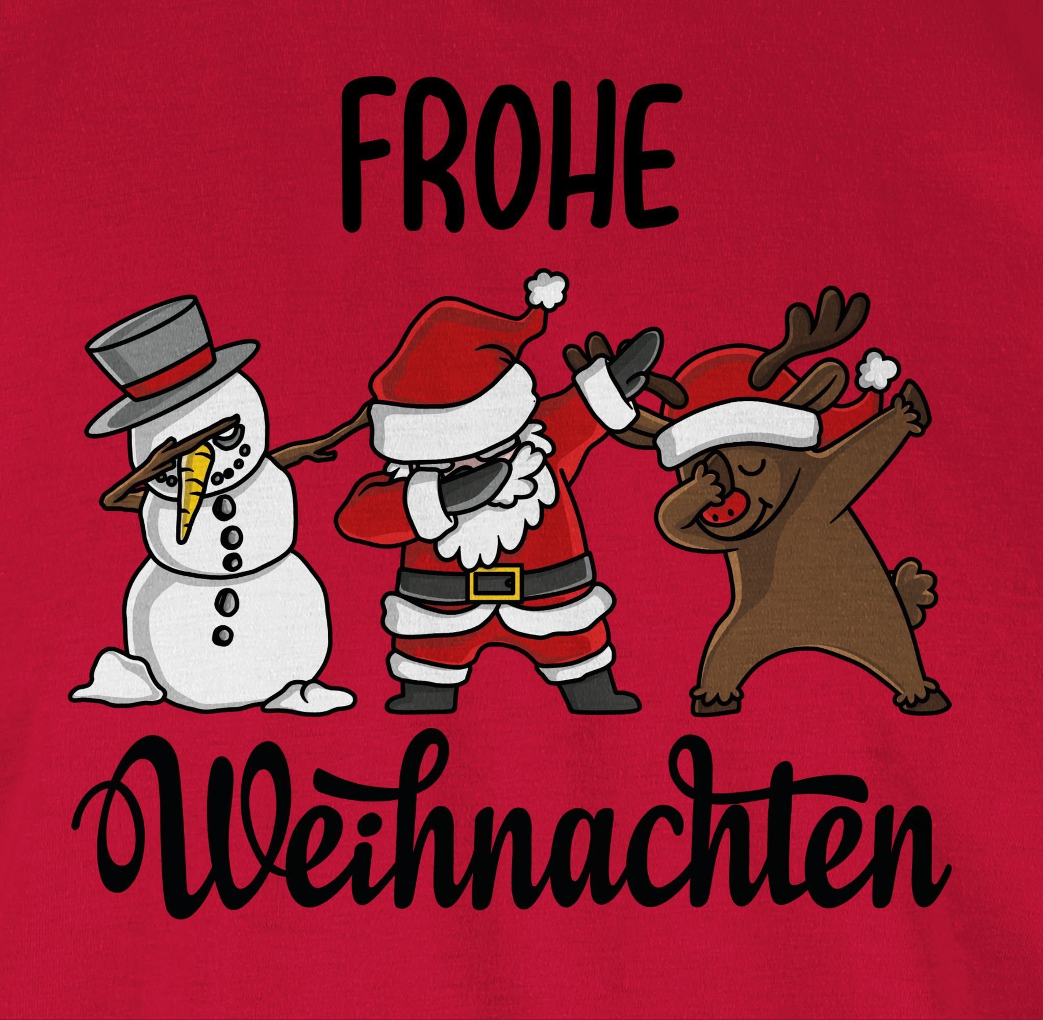 Dabbing Frohe Weihnachten Kleidung Rundhalsshirt Weihachten Shirtracer Rot 1