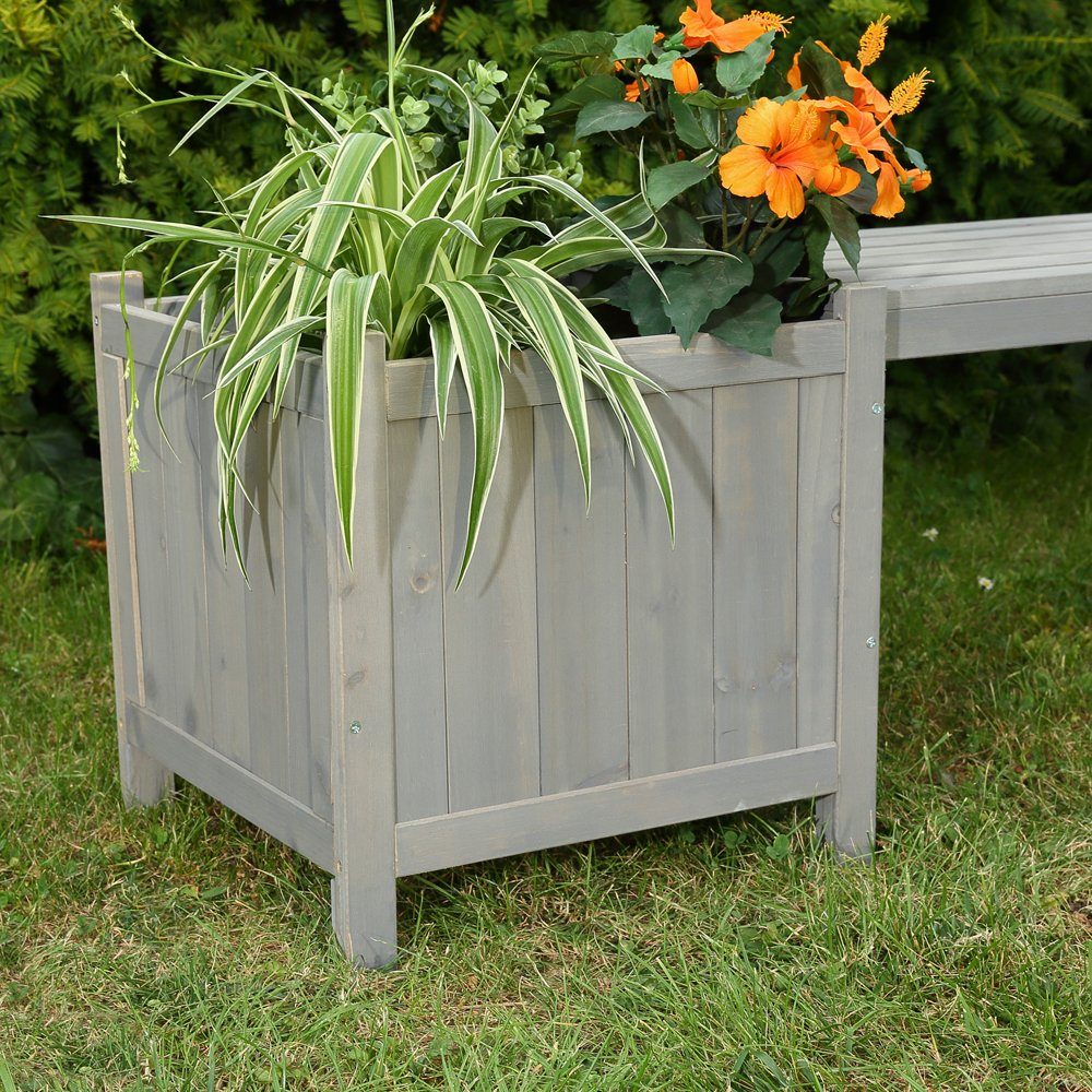 Feel2Home Gartenbank Gartenbank 2 Blumenkästen 2in1 Blumenkasten Holzbank versch. Farben (Stück, Blumenkasten), Imprägniert