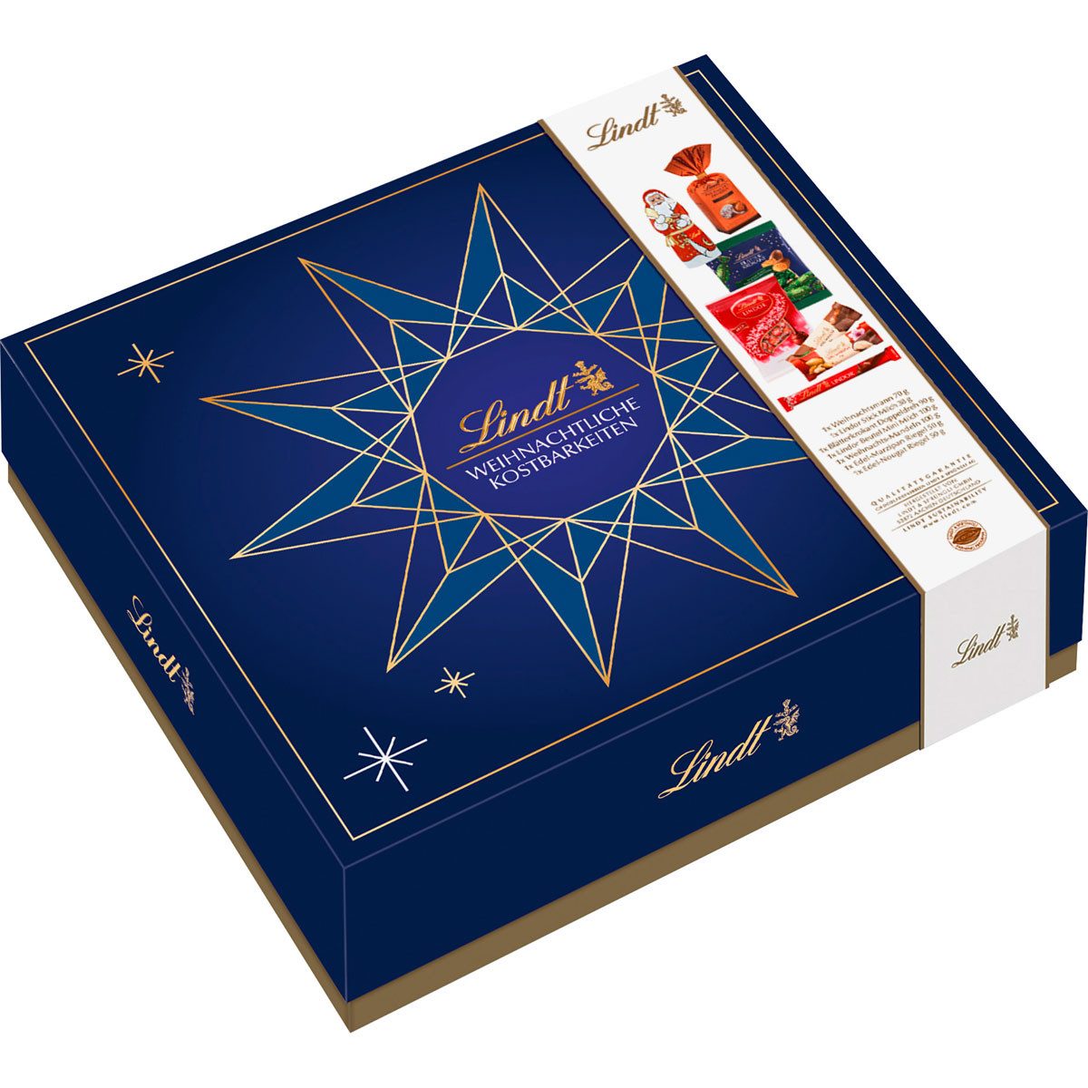 LINDT Schokolade, Lindt weihnachtliche Kostbarkeiten in einer passenden Box 498g
