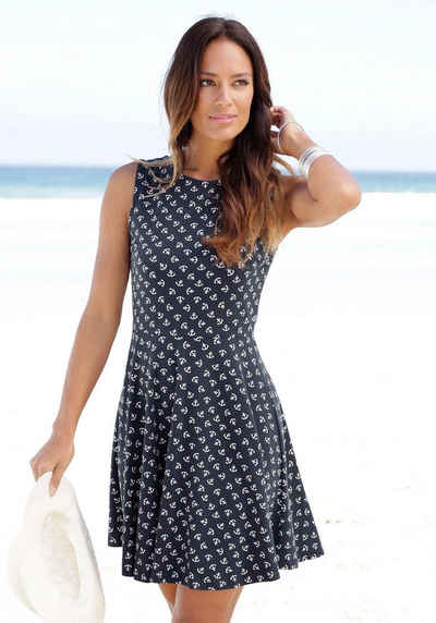 Beachtime Strandkleid mit Ankerdruck, Sommerkleid aus elastischer Baumwolle