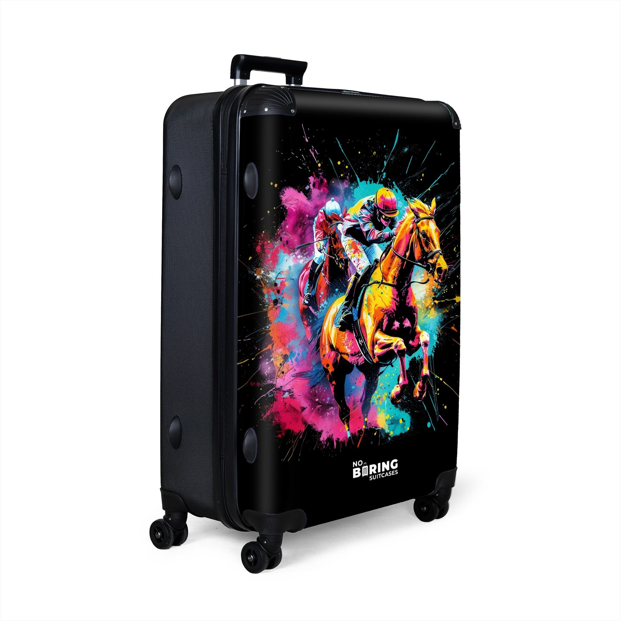 NoBoringSuitcases.com© Hartschalen-Trolley Reiten mit bunten Farben günstig online kaufen