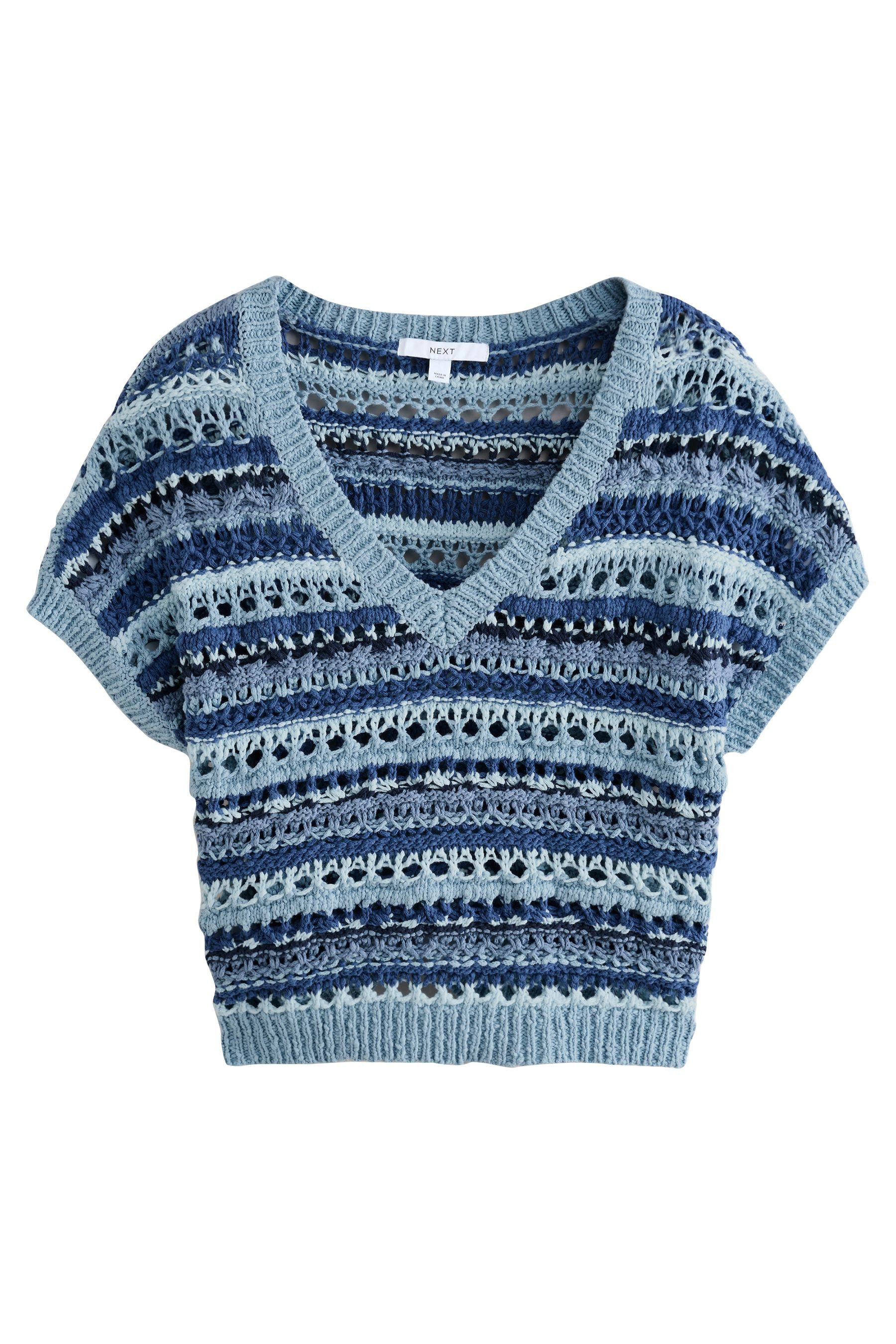 Next V-Shirt Häkel-Top mit V-Ausschnitt aus Baumwolle (1-tlg) günstig online kaufen