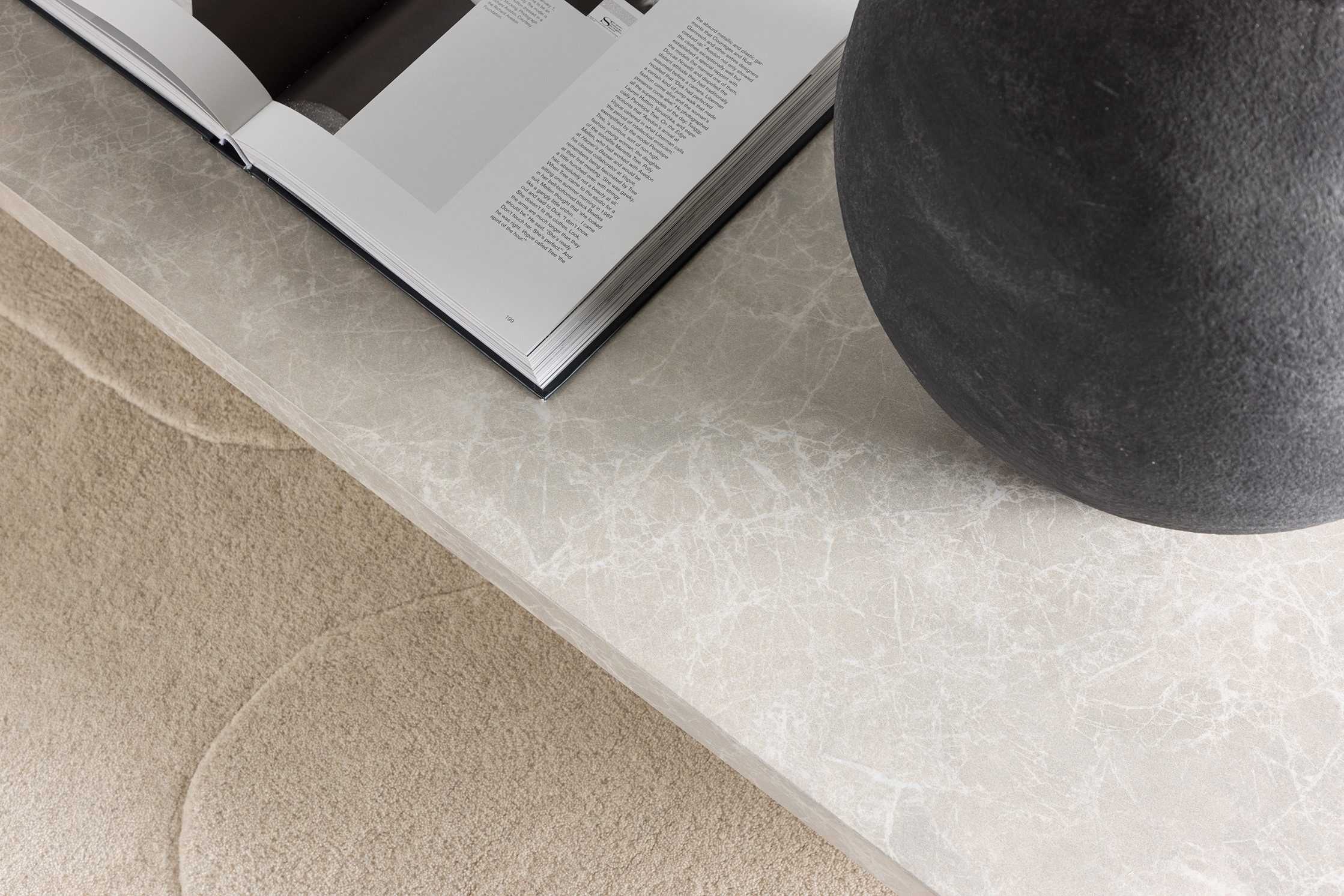 BOURGH Couchtisch MAILAND großer Wohnzimmertisch 190x60cm - Coffee Table in Marmor Optik, in Beige