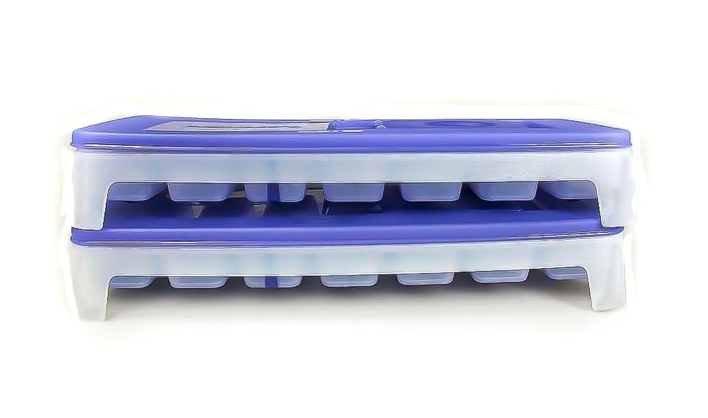TUPPERWARE Eiswürfelform Eiswürfler (2) Eiswürfel-Behälter+Deckel lila blau