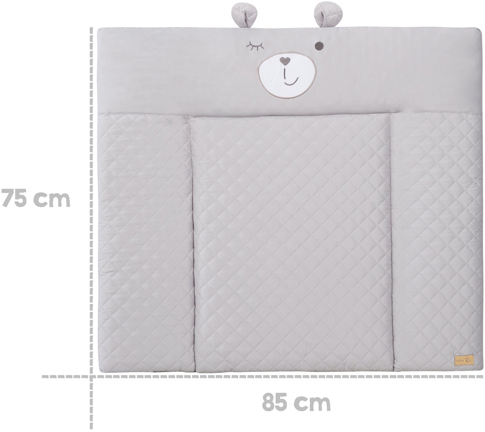 roba® Wickelauflage Style, Soft, silbergrau, mit aufgesticktem Gesicht