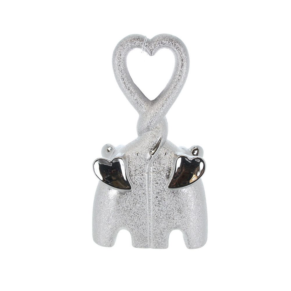 Dekofigur Elefantenpärchen silber - ca. 17,5 x 6,5 x 30 cm