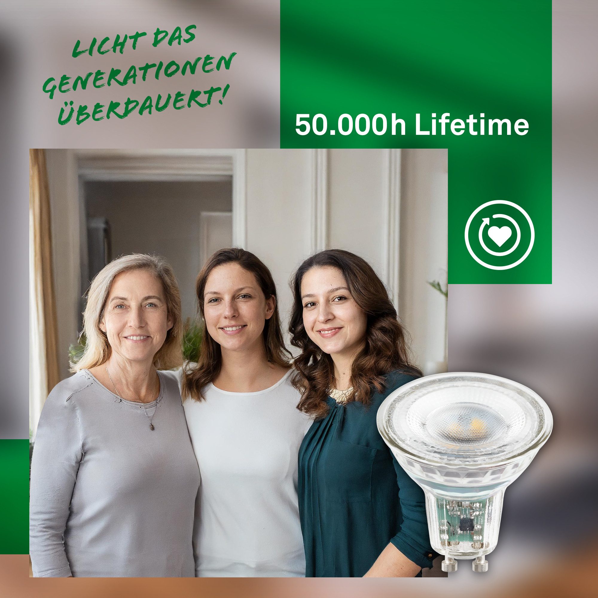 Briloner Leuchten LED-Leuchtmittel Ultraeffizientes GU10 Leuchtmittel EEK A, 2er Set, GU10, GU10, Warmweiß, 2,5W, 450 Lumen, 3000K – Bild 3 von 5