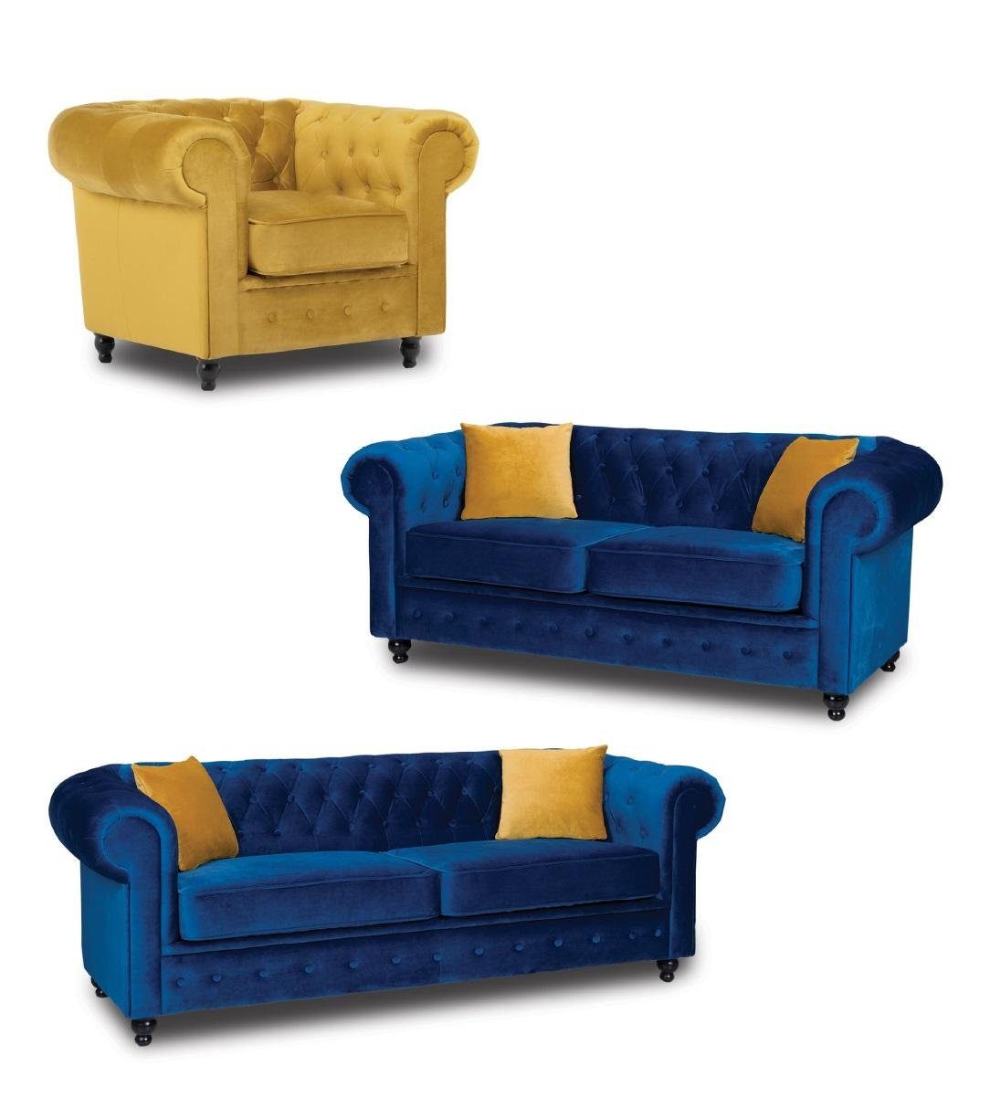 JVmoebel Sofa 3+2+1 Chesterfield Sofagarnitur Couch Möbel Wohnzimmer, Made in Europe