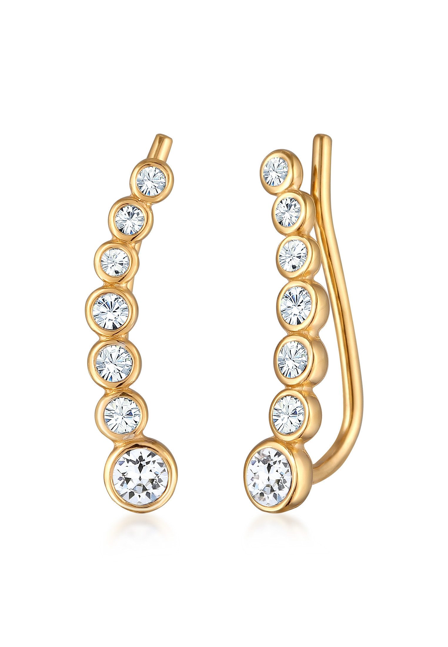 Paar Ohrstecker Earclimber Elegant 925 Silber, mit Kristallen von Swarovski®