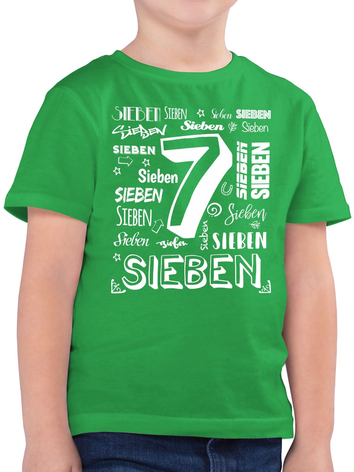 Shirtracer T-Shirt Siebter Zahlen 7. Geburtstag 3 Grün