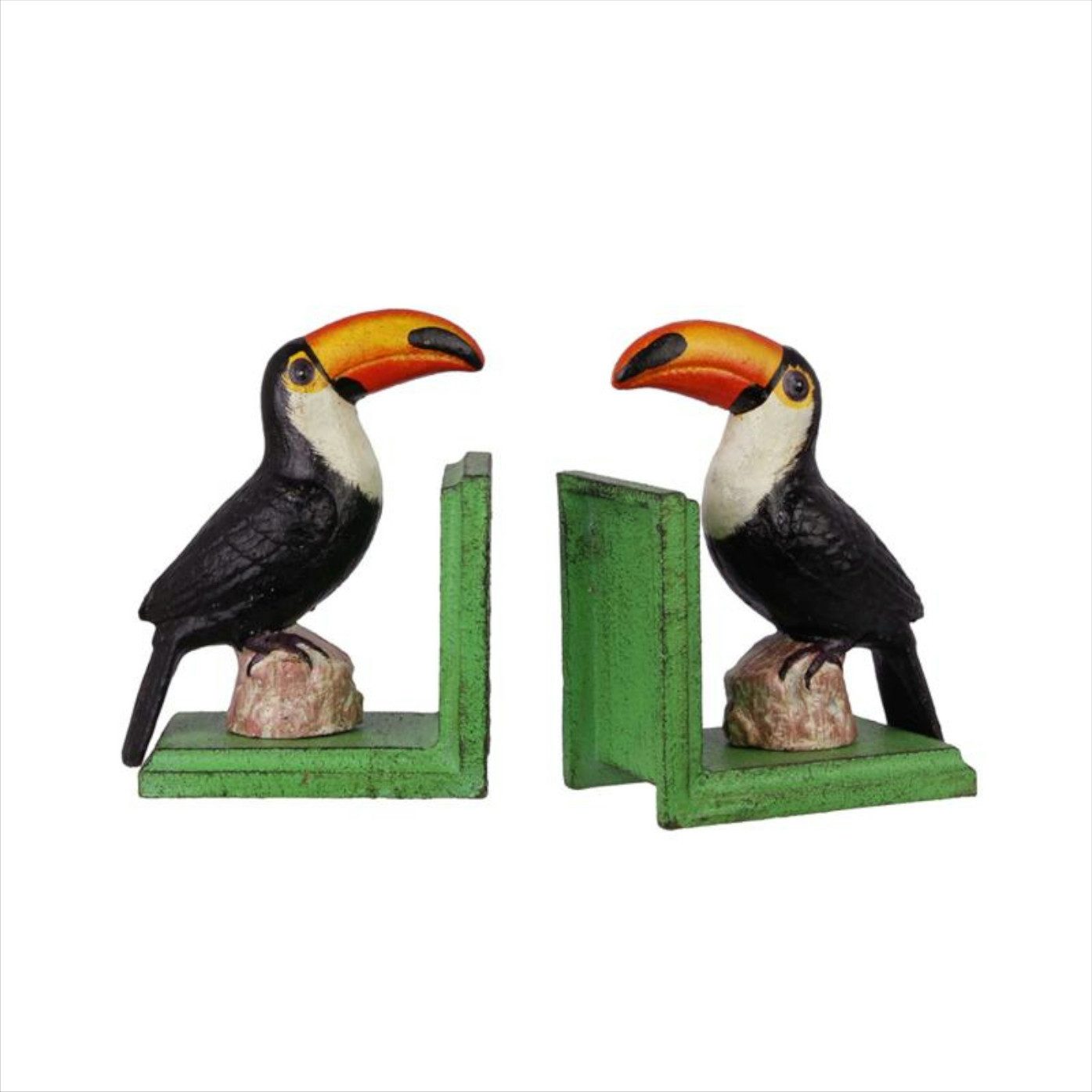 Moritz Buchstütze NG-84 A PAIR OF CAST IRON TOUCAN BOOKENDS 10 x 13,4 -, Buchstützen Halter für Regal Buchständer Buchhalter Tucan Vogel