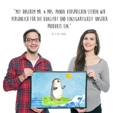 Fußmatte 50 x 75 cm Pinguin Surfer - Eisblau - Geschenk, Schmutzmatte, Haustür, Mr. & Mrs. Panda, Höhe: 0.3 mm, Stilvolles Design