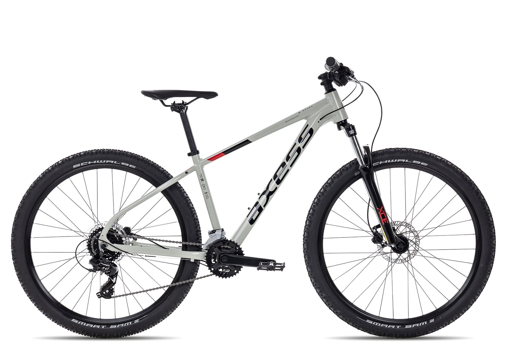 Axess Mountainbike BRASH, 16 Gang Shimano RD-TX800- 8 Schaltwerk, Kettenschaltung, MTB-Hardtail Herrenfahrrad 27,5 Zoll schwarz/grau