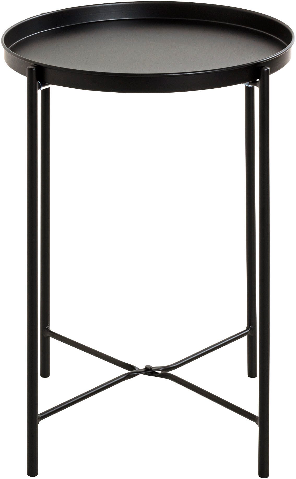 HAKU Beistelltisch Sofatisch, Wohnzimmertisch (1-St), rund - aus Metall Schwarz - Ø/H 39/50 cm