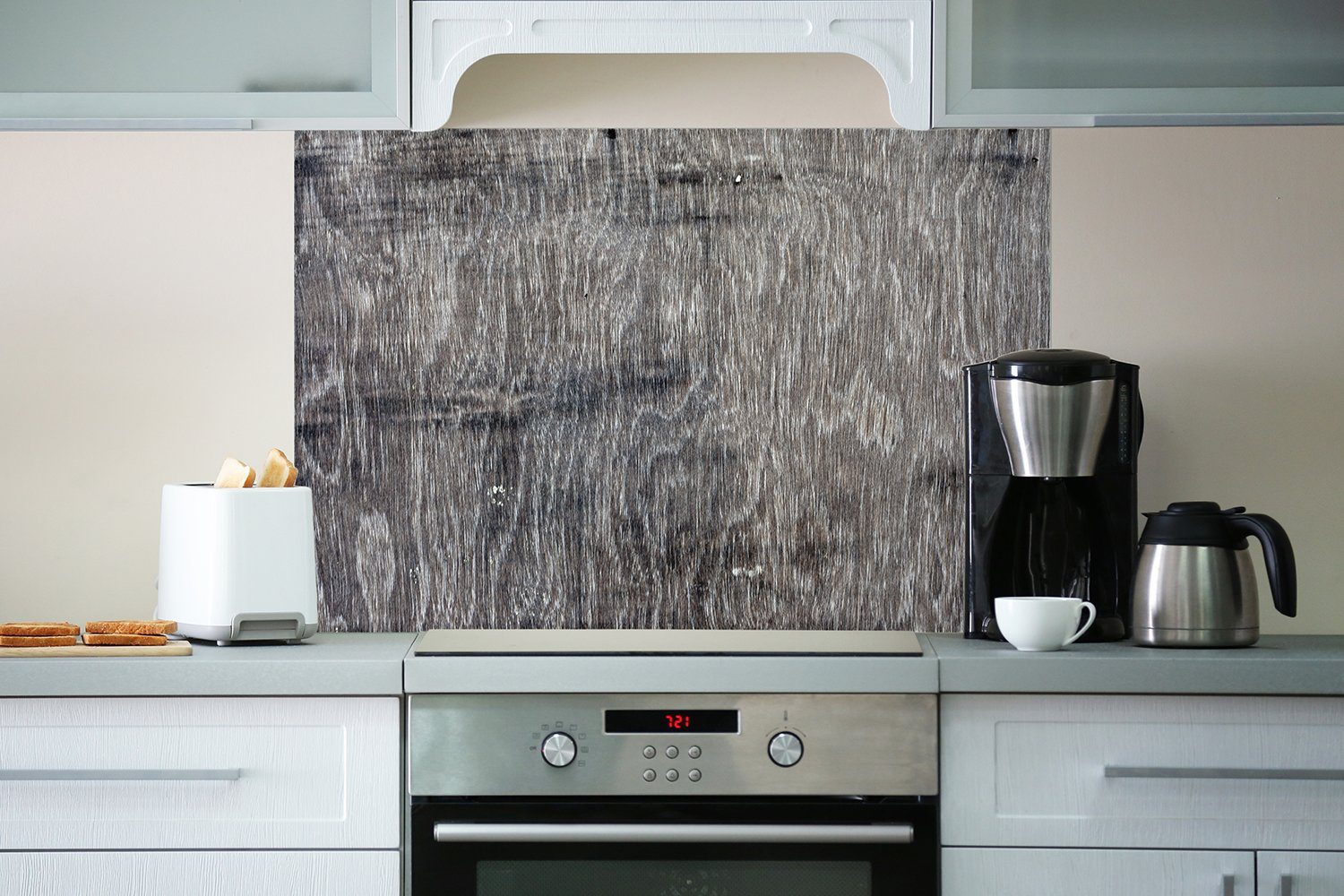 Wallario Küchenrückwand Holzmuster in grau, schwarz, und (1-tlg) braun