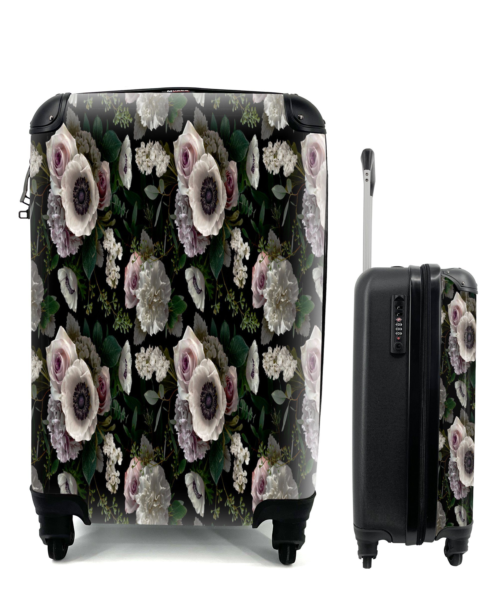 MuchoWow Handgepäckkoffer Blumen - Anemone - Farben - Muster, 4 Rollen, Reisetasche mit rollen, Handgepäck für Ferien, Trolley, Reisekoffer