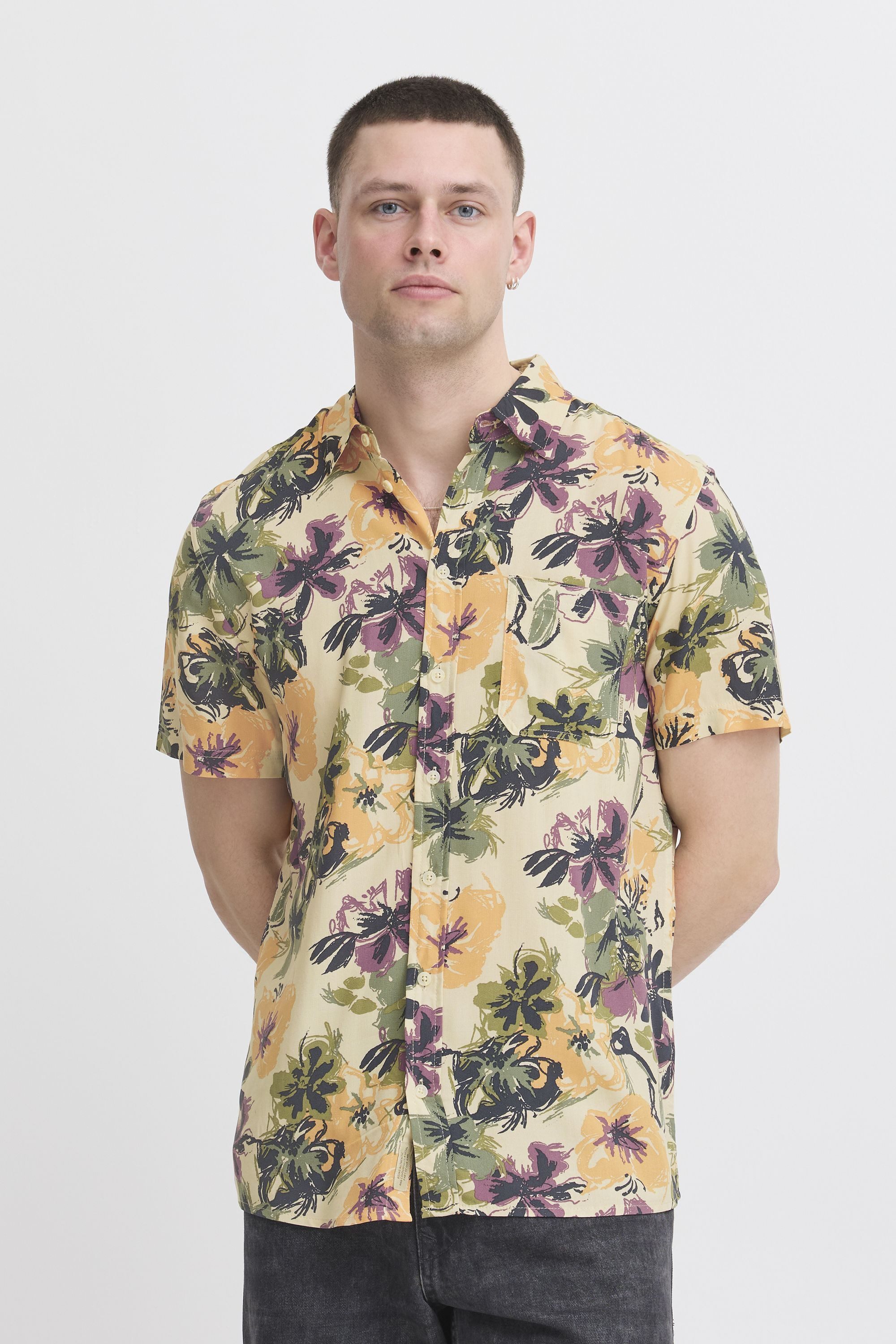 Blend Kurzarmshirt BHATLE Lässiges gemustertes Kurzarmhemd günstig online kaufen