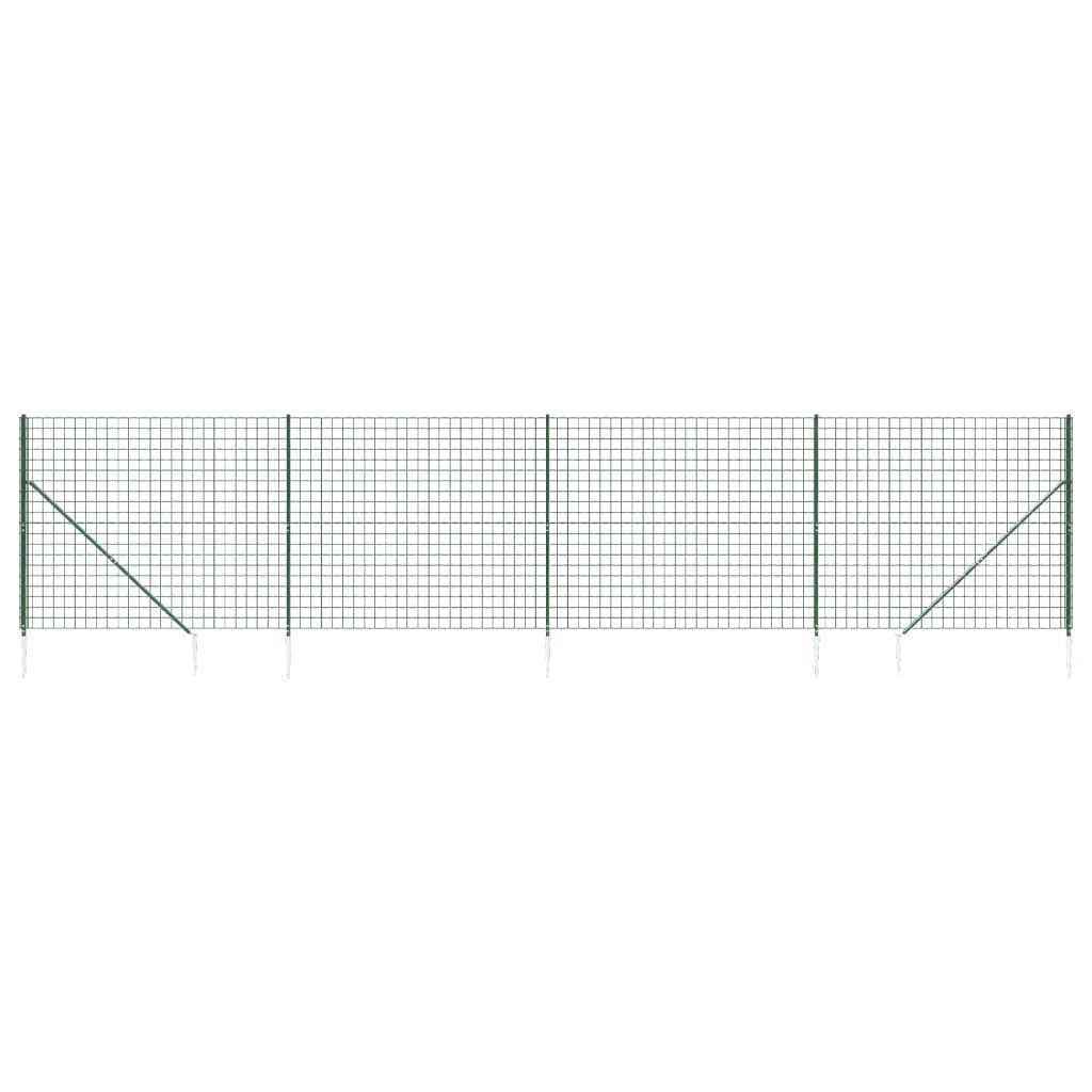 vidaXL Gartenzaun Maschendrahtzaun mit Bodenhülsen Grün 1,6x10 m, (1-St)