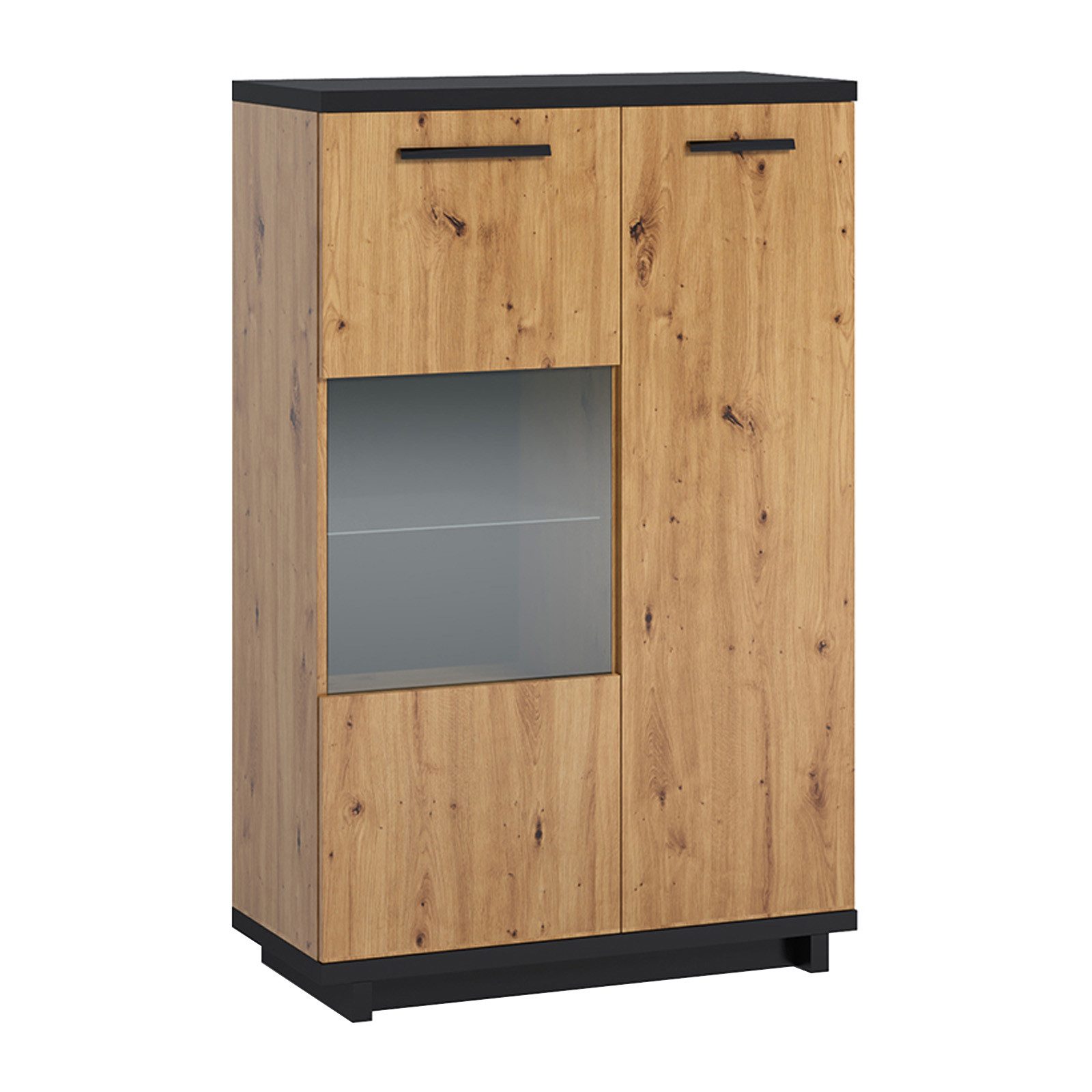 HAUSELEMENT Standvitrine INES IN-12 Vitrinenschrank Regalschrank 90 x 140 cm Vitrine Loft