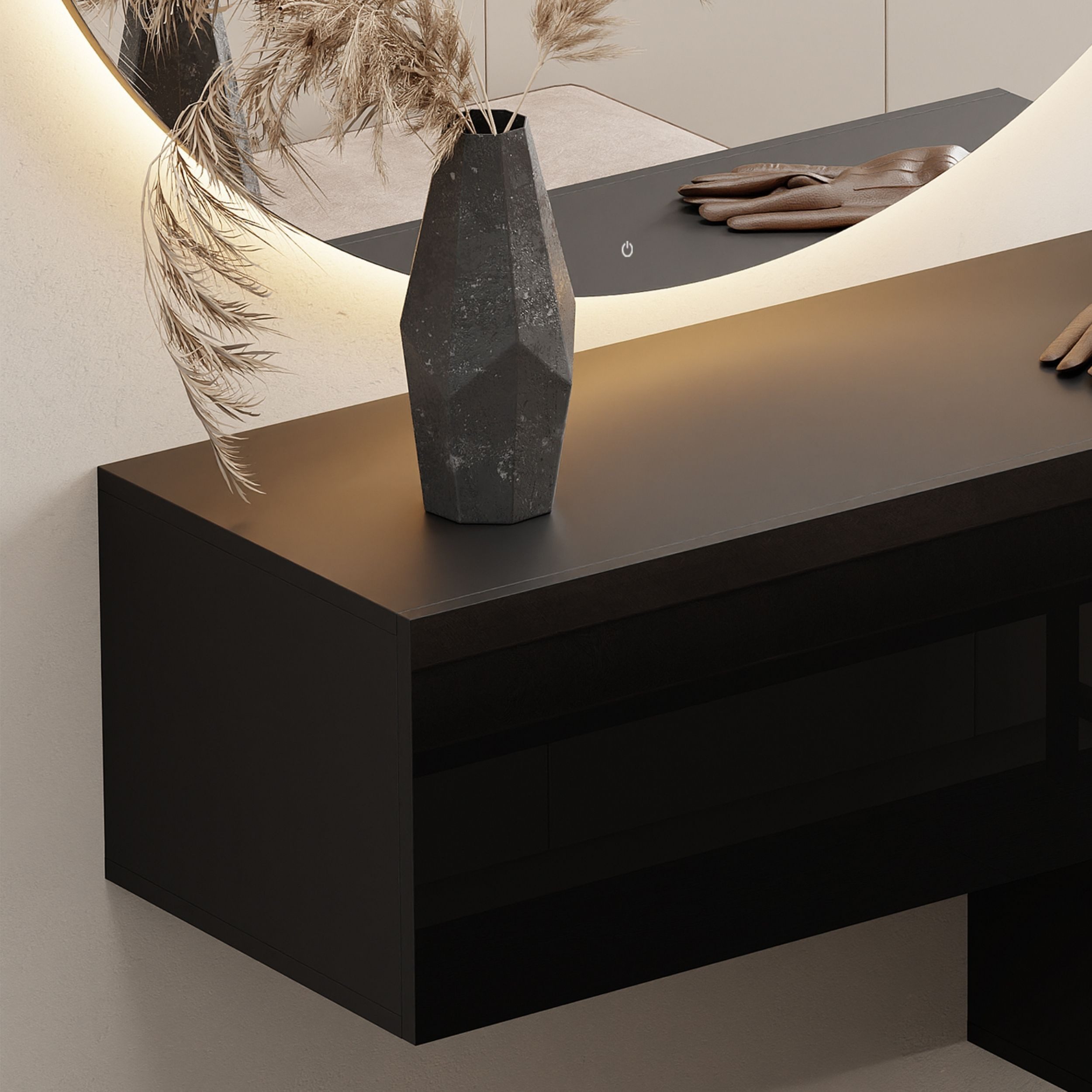 Planetmöbel Garderobenschrank Kompaktgarderobe Wandschrank 140 cm (schmaler Flurschrank mit Stauraum, 1-St., Flurgarderobe mit Soft-Open Funktion) Flurkommode vielseitig kombinierbar