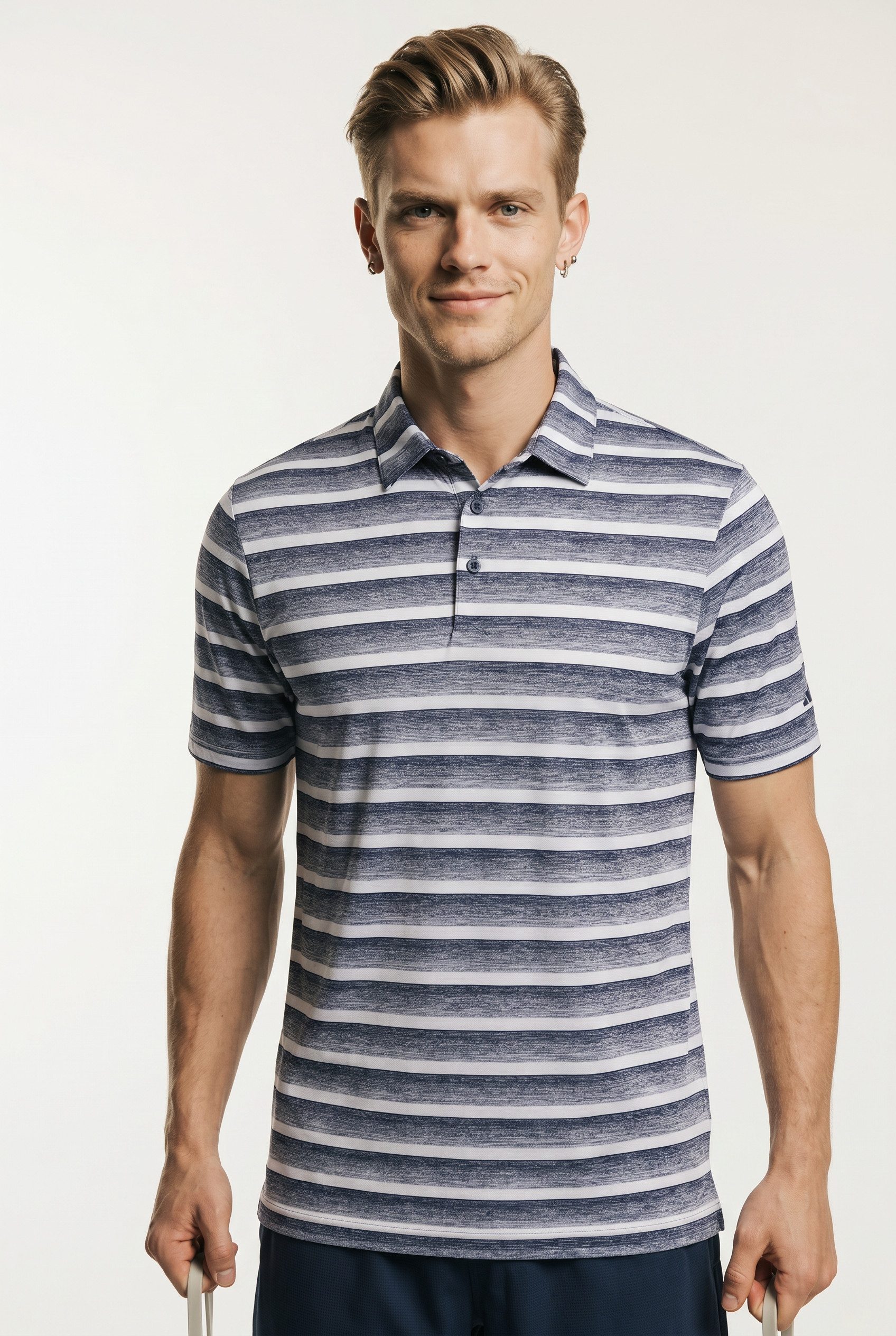 adidas Performance Poloshirt TWO-COLOR STRIPED klassischer Stil, mit Allover-Print, aus Pikeematerial