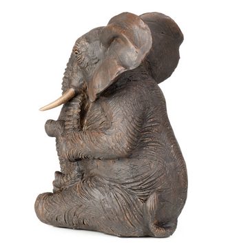 Moritz Dekofigur Deko-Figur Elefantenbaby sitz bei Mutter in den Armen aus Polyresin, Dekofigur aus Polyresin Dekoelement Dekoration Figuren