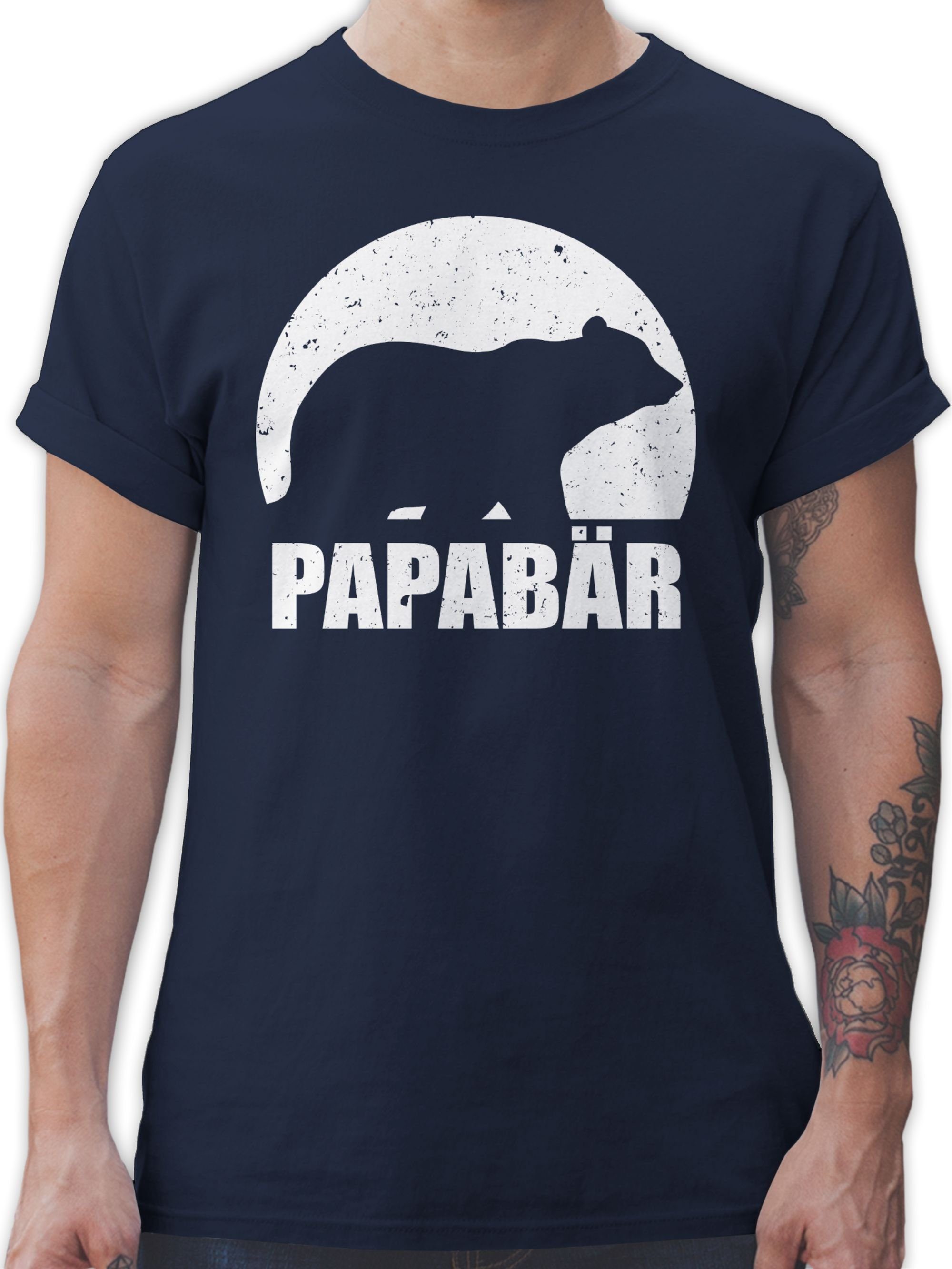 Shirtracer T-Shirt Papa Bär Papa Bear Papabär Vatertag Geschenk für Papa 02 Navy Blau
