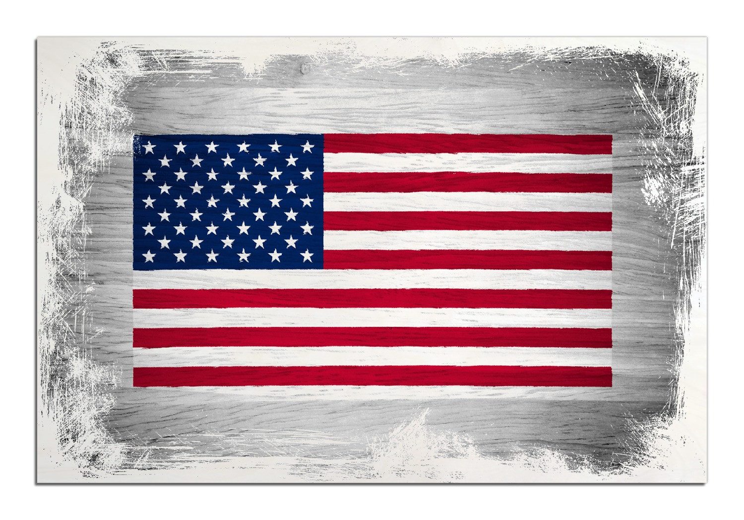 Wallario Holzbild, USA Flagge auf Holz, in verschiedenen Ausführungen