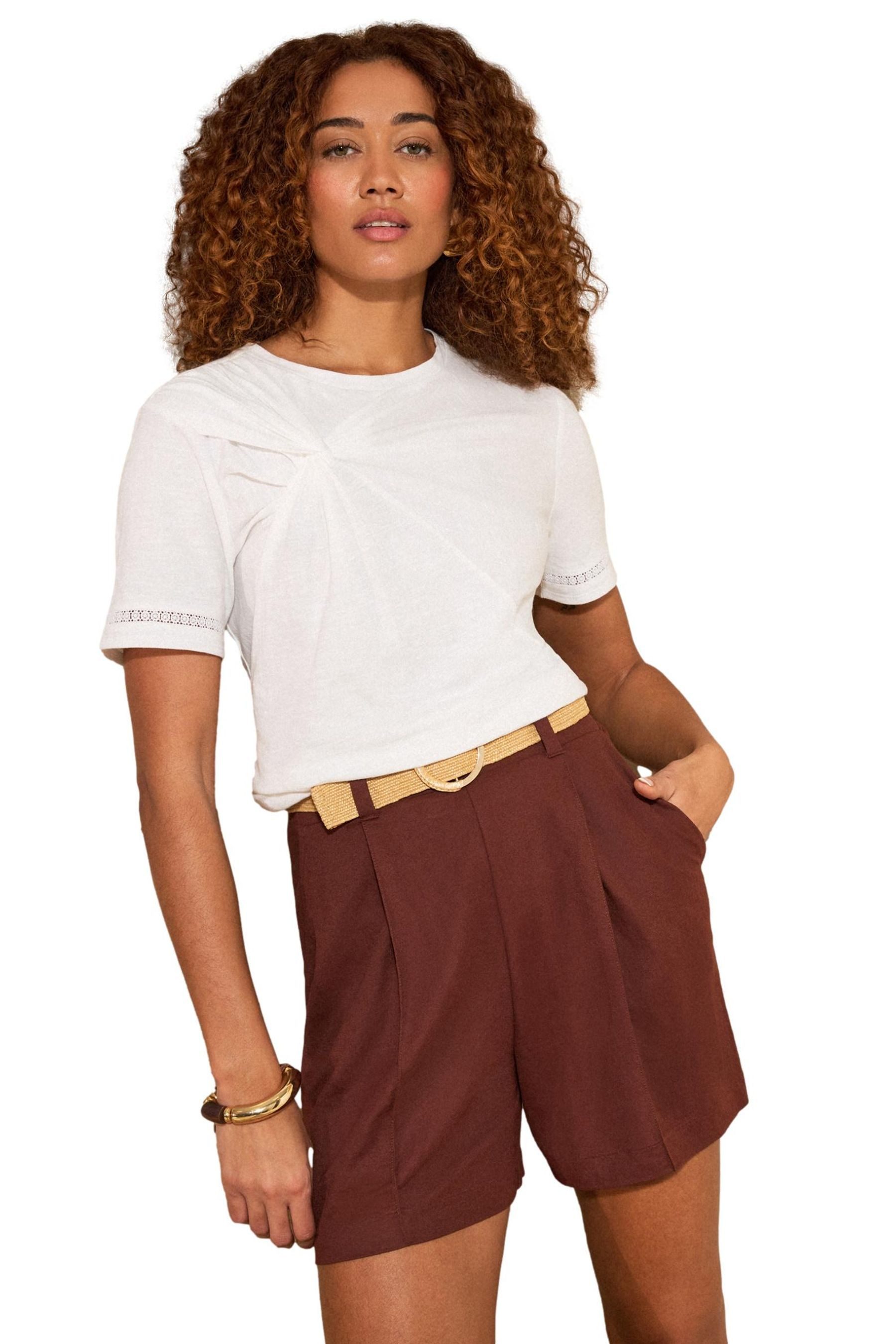 T-Shirt Love & Roses T-Shirt mit Knotendetail, Regular