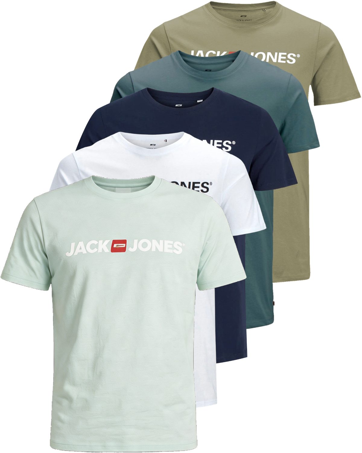 Jack & Jones Print-Shirt Bedrucktes T-Shirt aus Baumwolle (5er-Pack)