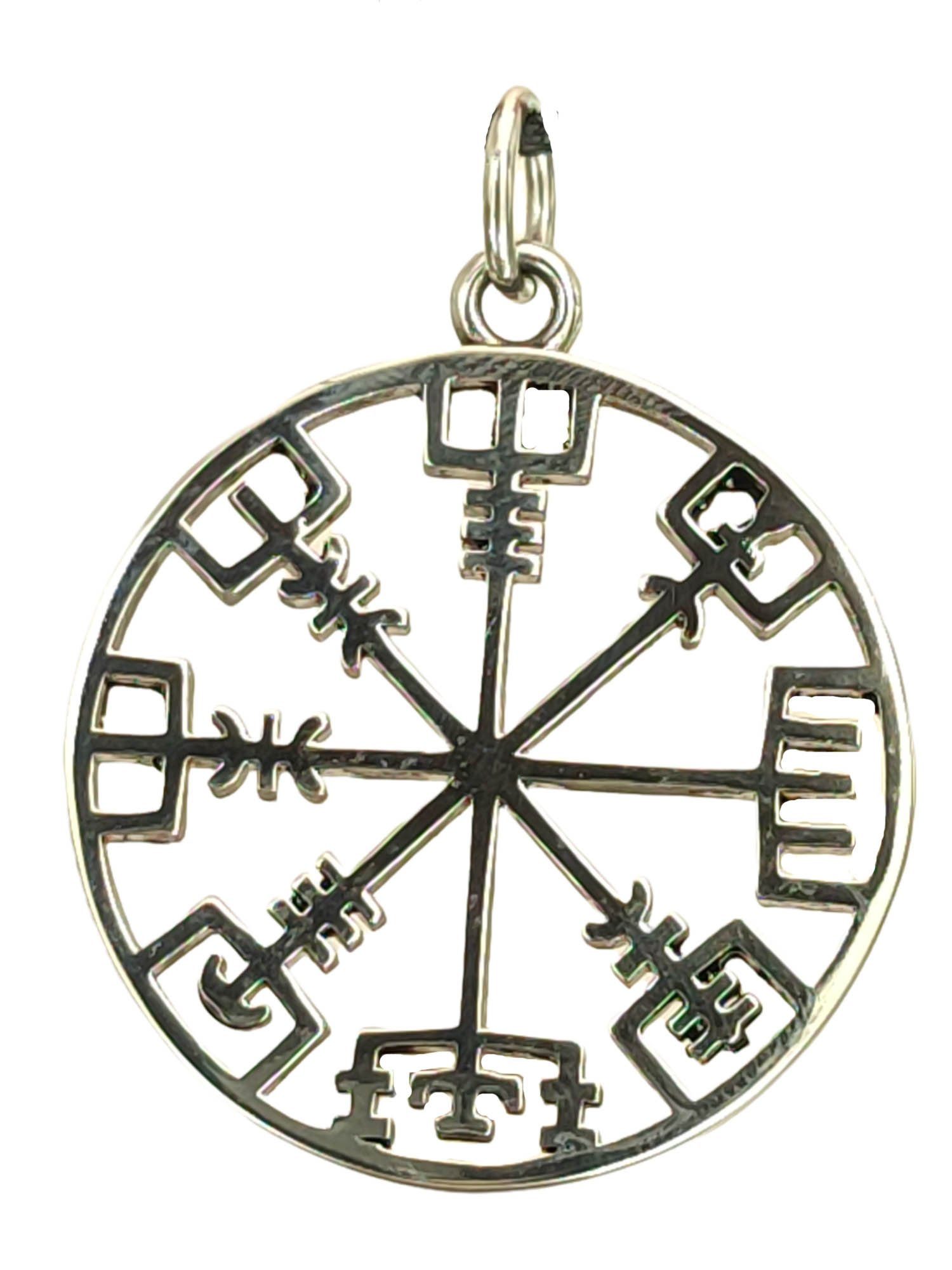 Kiss of Leather Kettenanhänger Wikingerkompass Vegvisir Wikinger Kompass aus Edelstahl