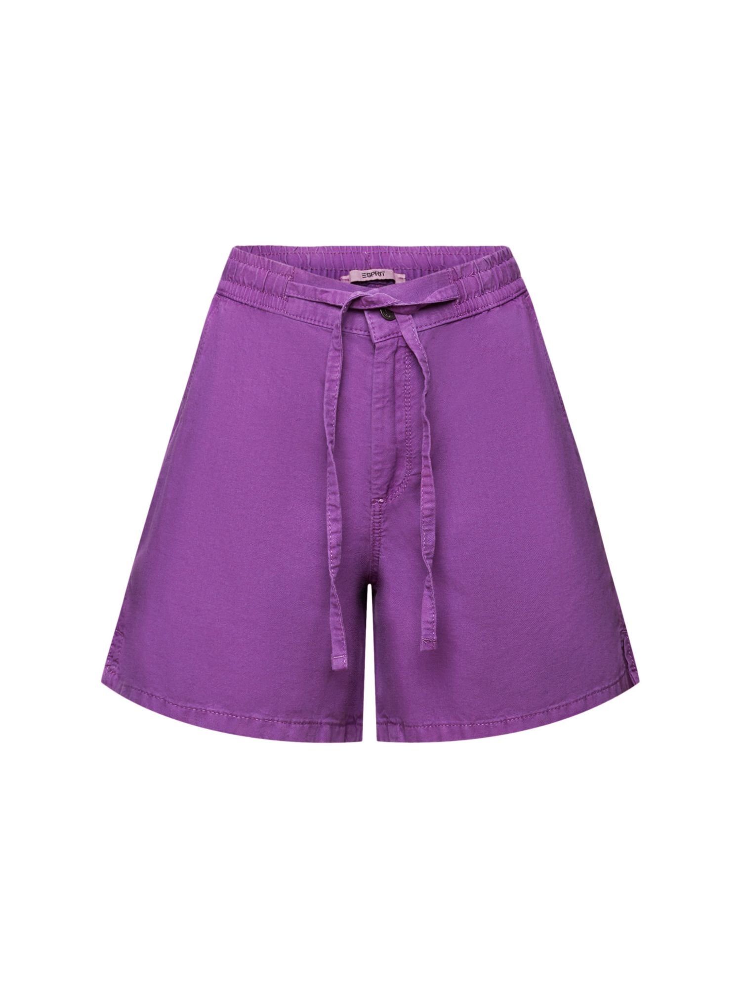 Esprit Shorts Twill-Shorts mit gesmokter Taille (1-tlg) PURPLE