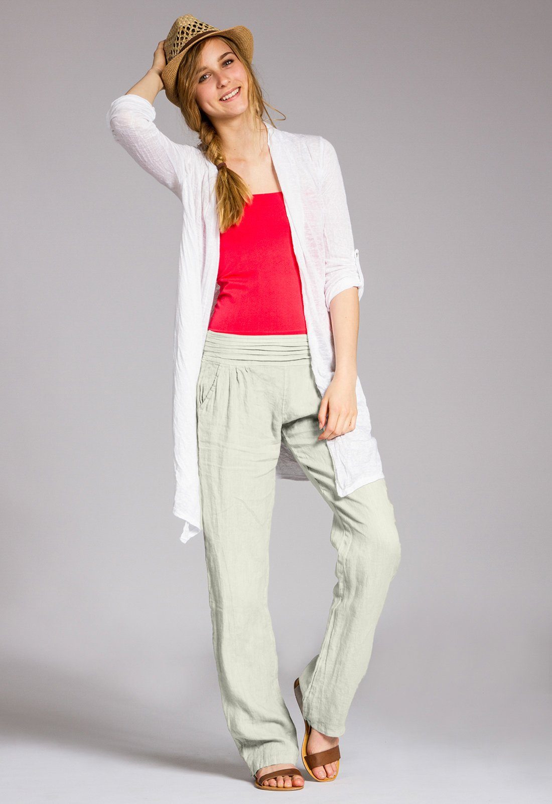 Caspar Leinenhose KHS020 Damen Casual Leinen günstig online kaufen