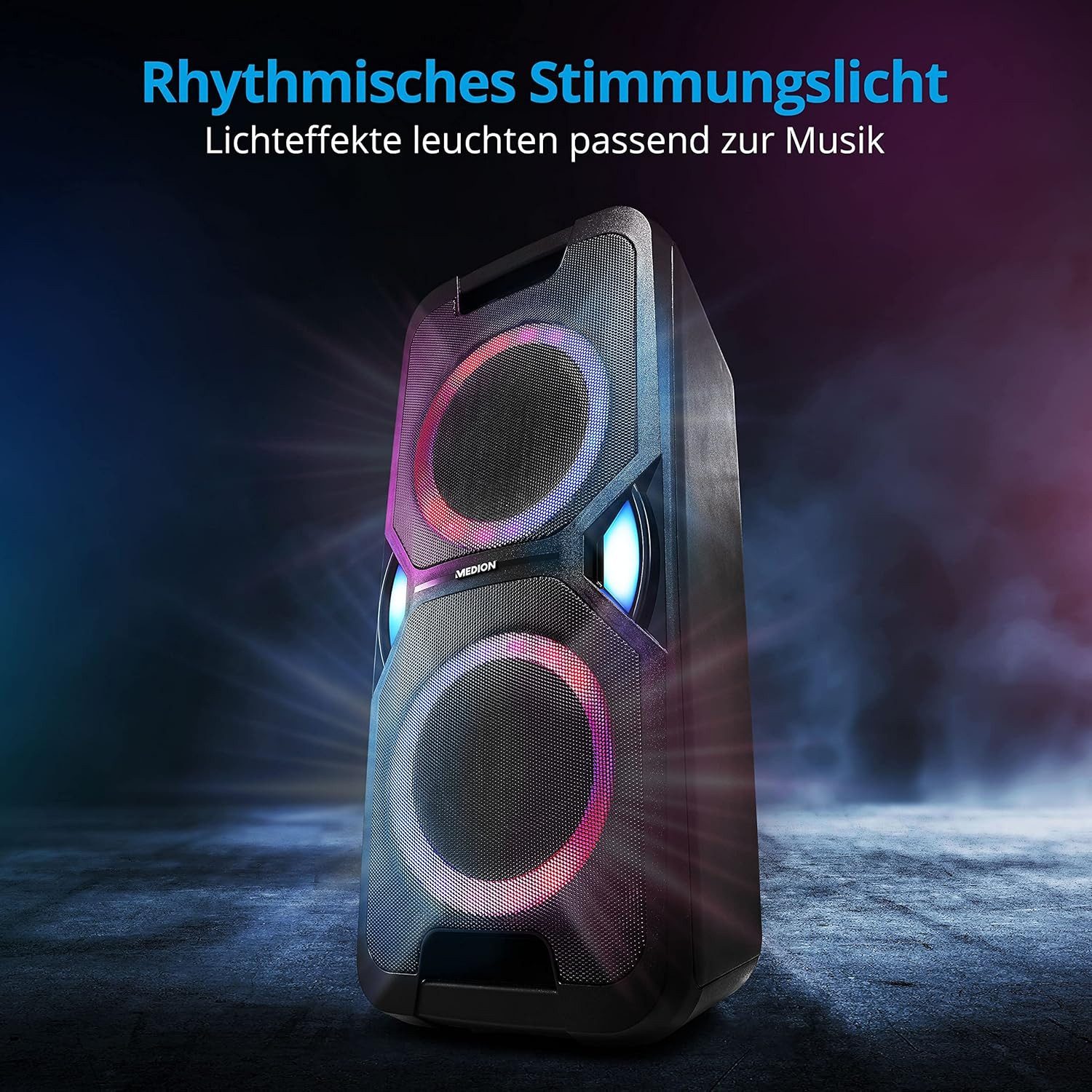 Medion® MEDION MD44438 P67038 Party Soundsystem Tower LED Akku Lautsprecher