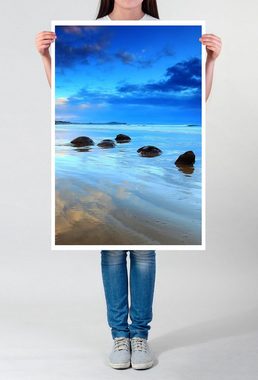 Sinus Art Poster Landschaftsfotografie 60x90cm Poster Ein Morgen in Moeraki Boulders Neuseeland