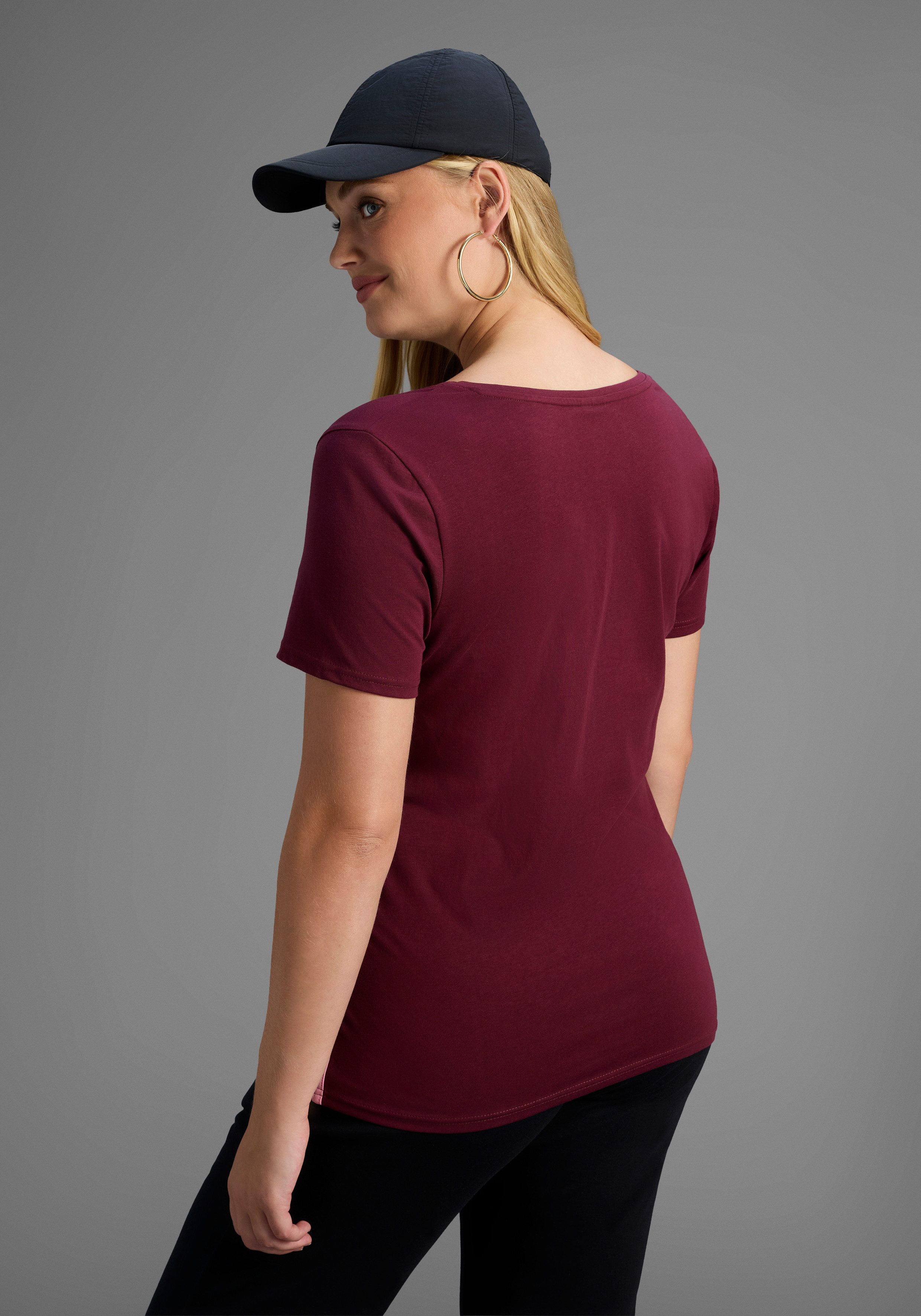 H.I.S T-Shirt Kurzarm, figurfreundlicher Schnitt, unifarben, V-Ausschnitt günstig online kaufen