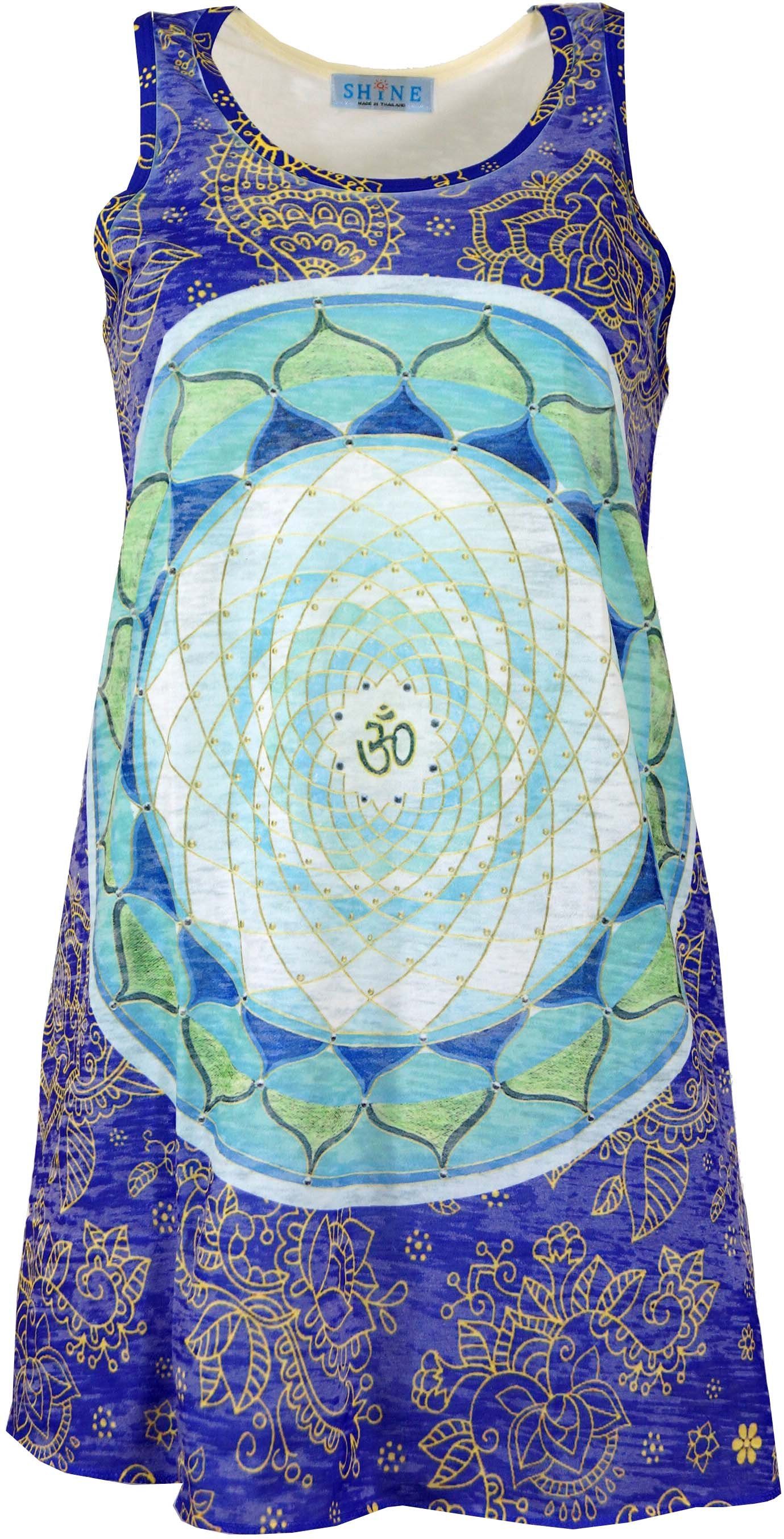 Guru-Shop Midikleid Psytrance Minikleid, alternative Longtop Bekleidung Lotus - Mandala