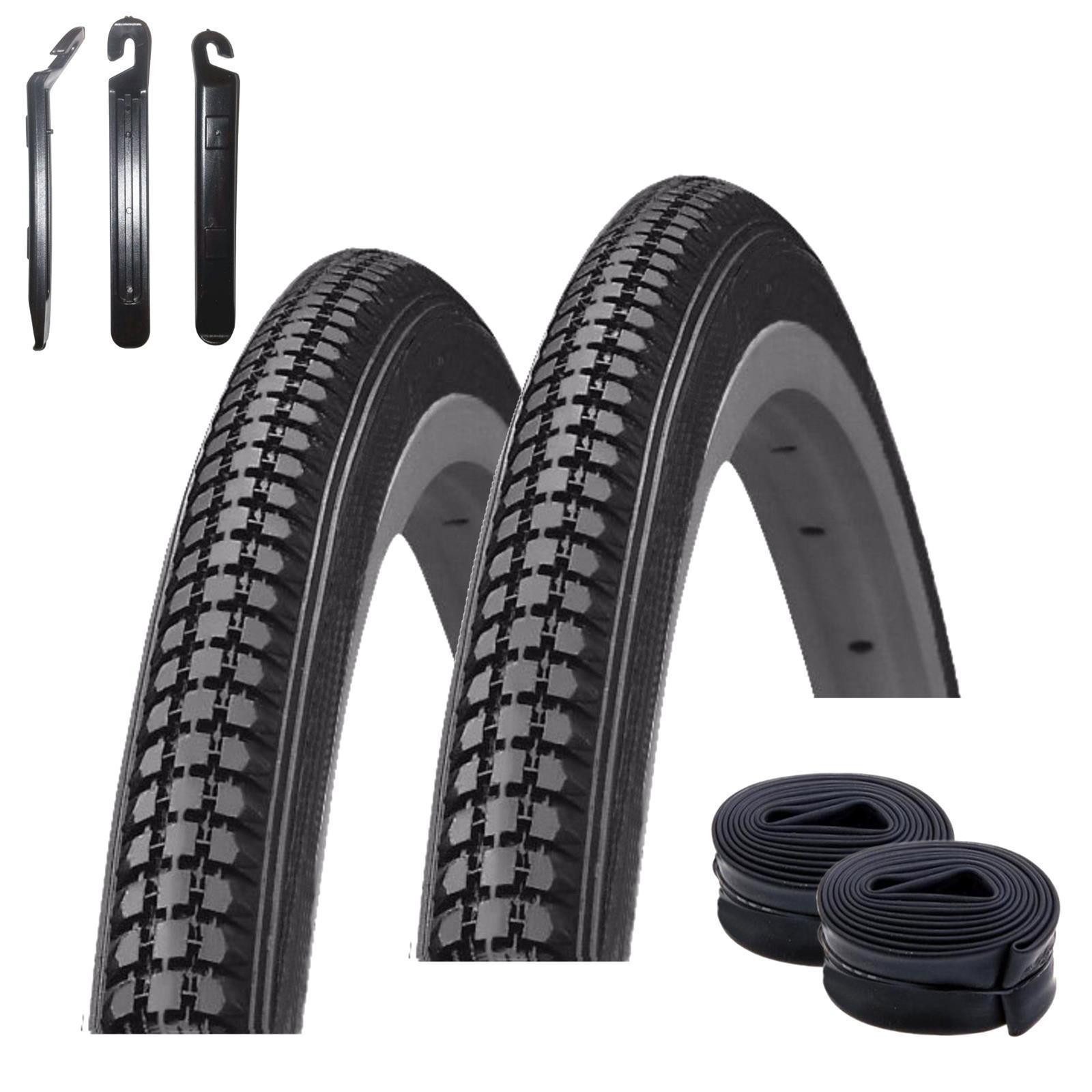 maxxi4you Fahrradreifen 2 x Kenda K-103 27 x 1 1/4 (32-630) Schwarz + 2 DV inkl. Reifenheber