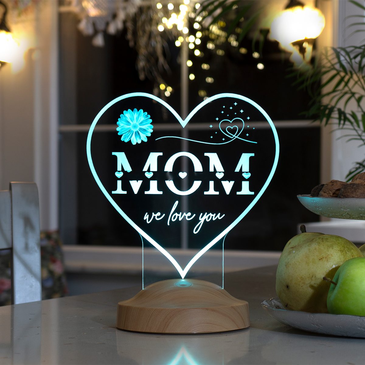 Geschenkelampe LED Nachttischlampe MOM Herz Nachtlicht Geschenke Mama Lampe günstig online kaufen