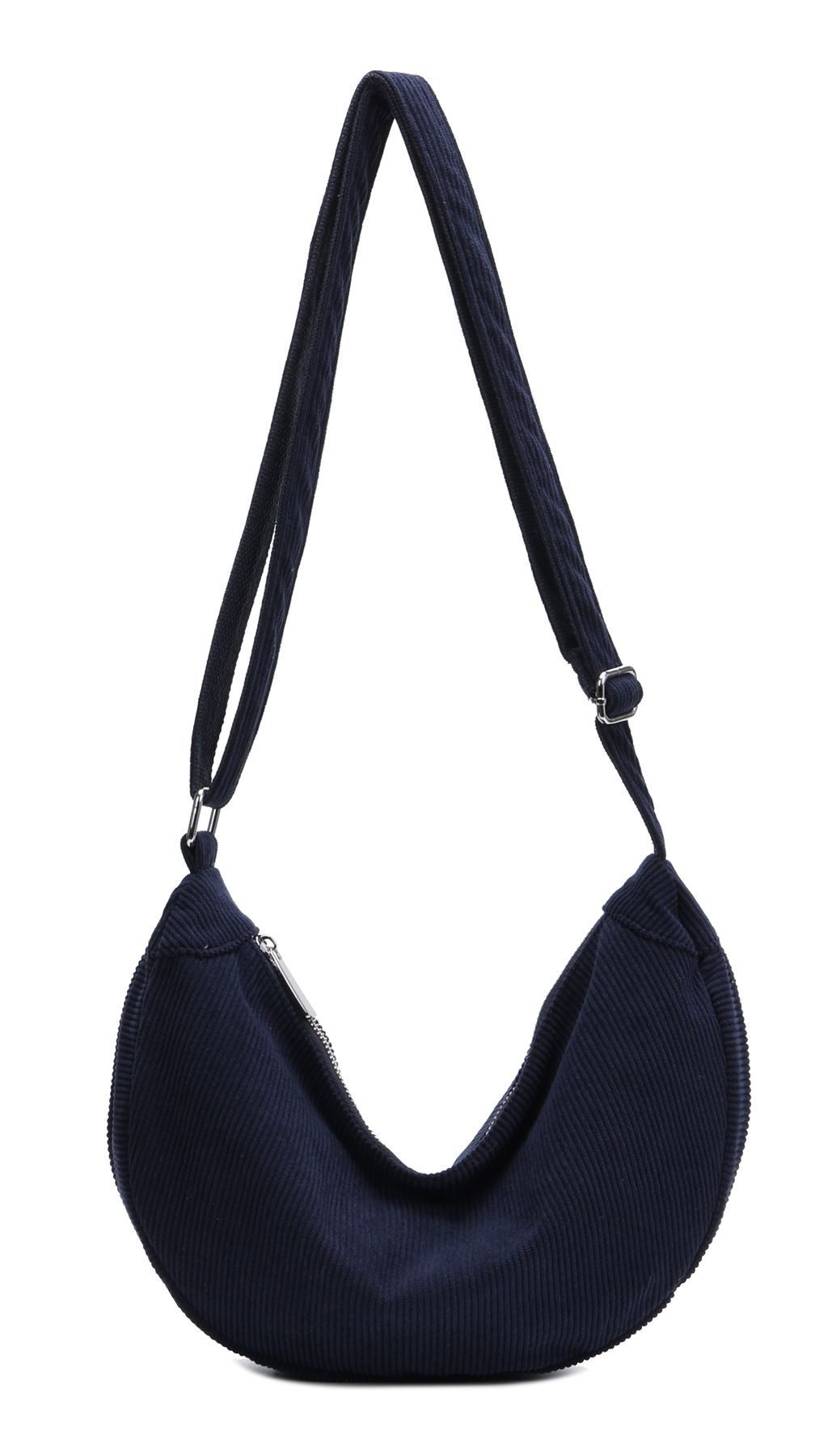 Schultertasche Damen Halbmond Tasche aus Cord Body Bag Umhängetasche CrossOver Urlaub