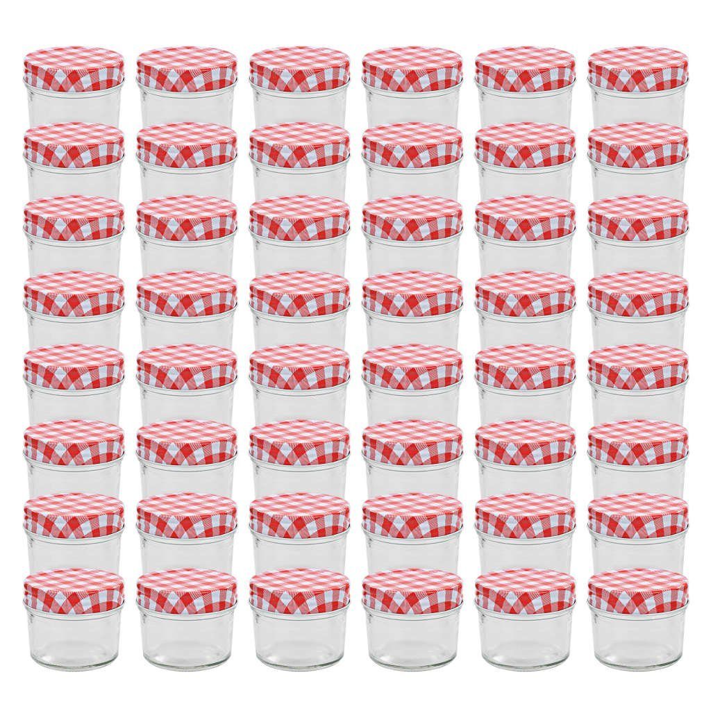 vidaXL Einmachglas Marmeladengläser mit Weißen/Roten Deckeln 48 Stk. Weiß und Rot