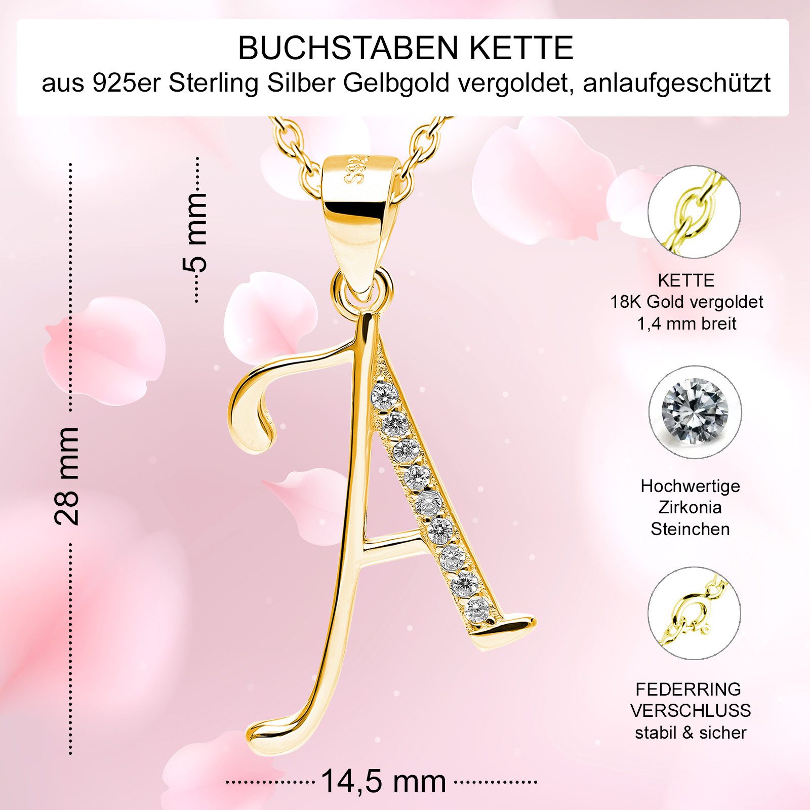 AMERITA Kette mit Anhänger Damen Buchstabenkette günstig online kaufen