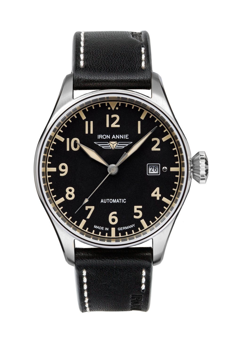 IRON ANNIE Automatikuhr 51622, Armbanduhr, Herrenuhr, Datum, Leuchtzeiger, Made in Germany